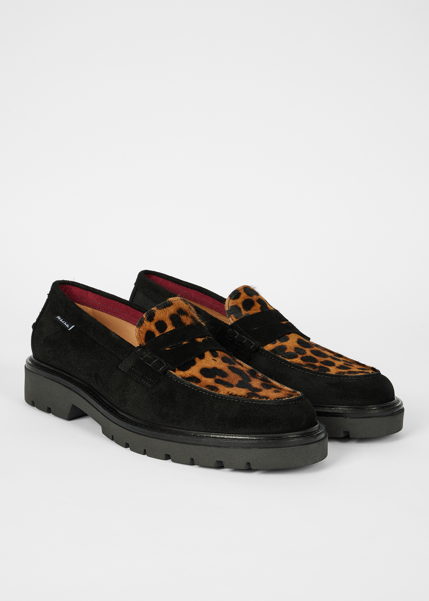 Black 'Bolzano' Leopard Panel Detail Suede Loafers