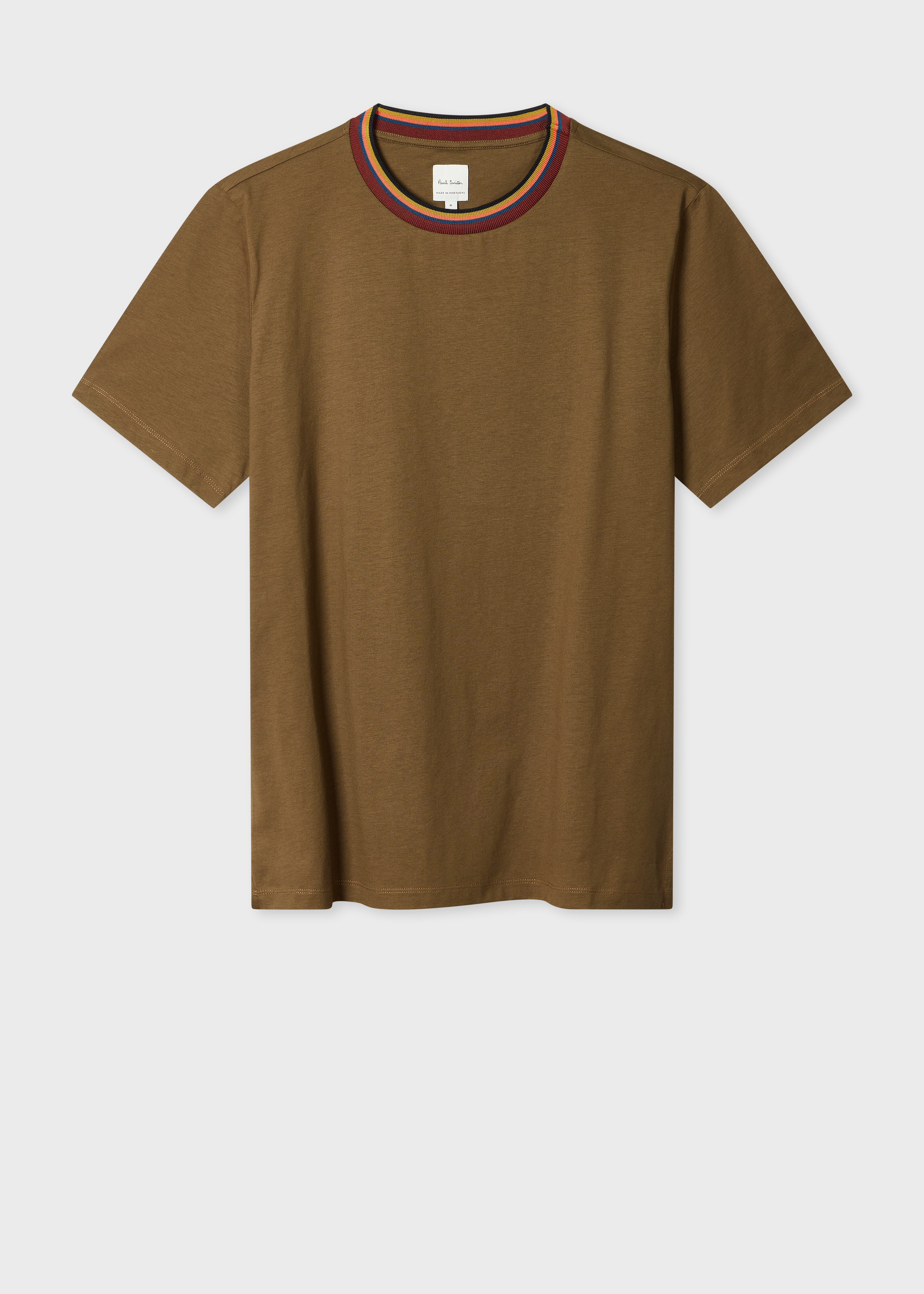 Khaki Green 'Artist Stripe' Collar T-Shirt