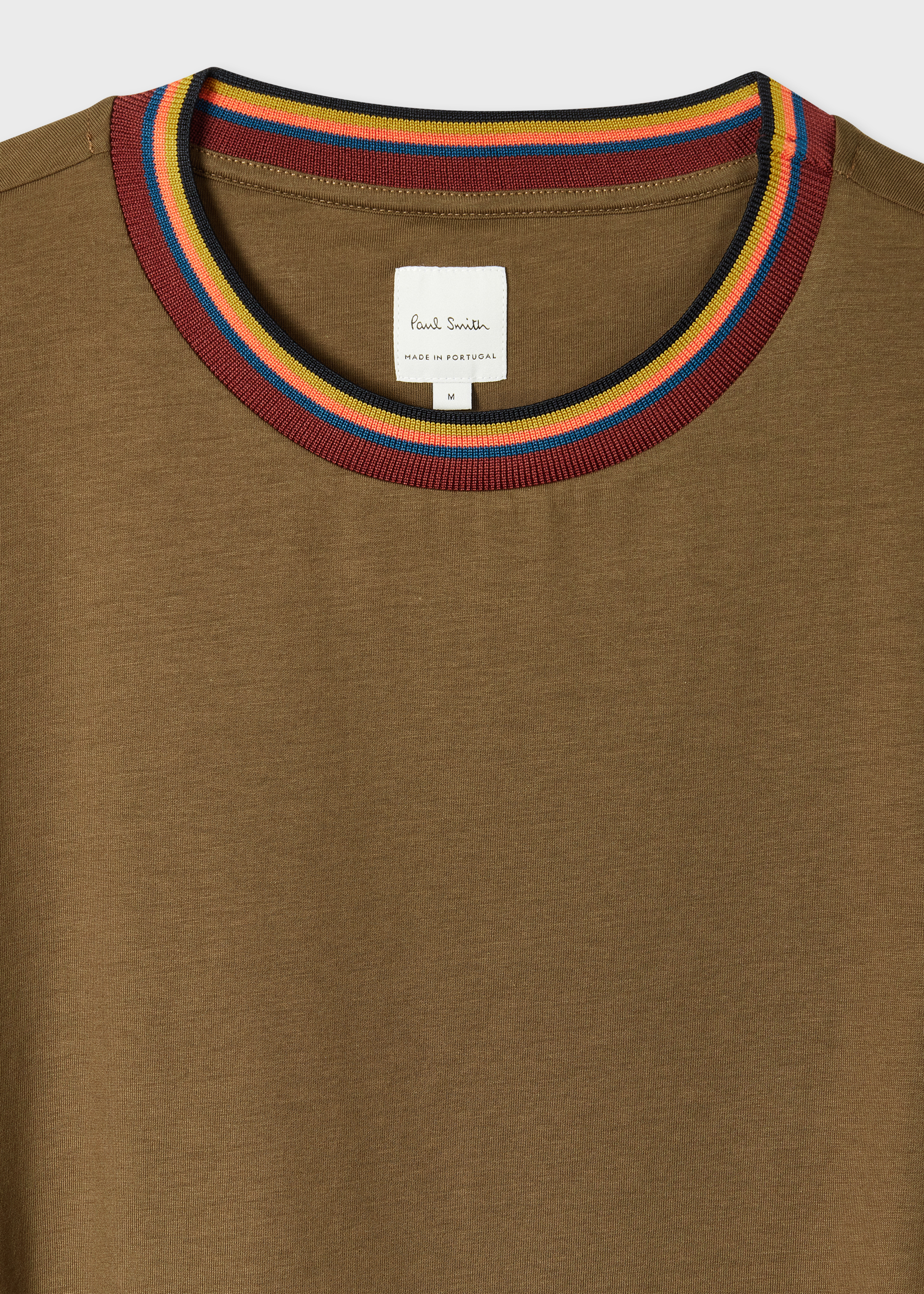 Khaki Green 'Artist Stripe' Collar T-Shirt