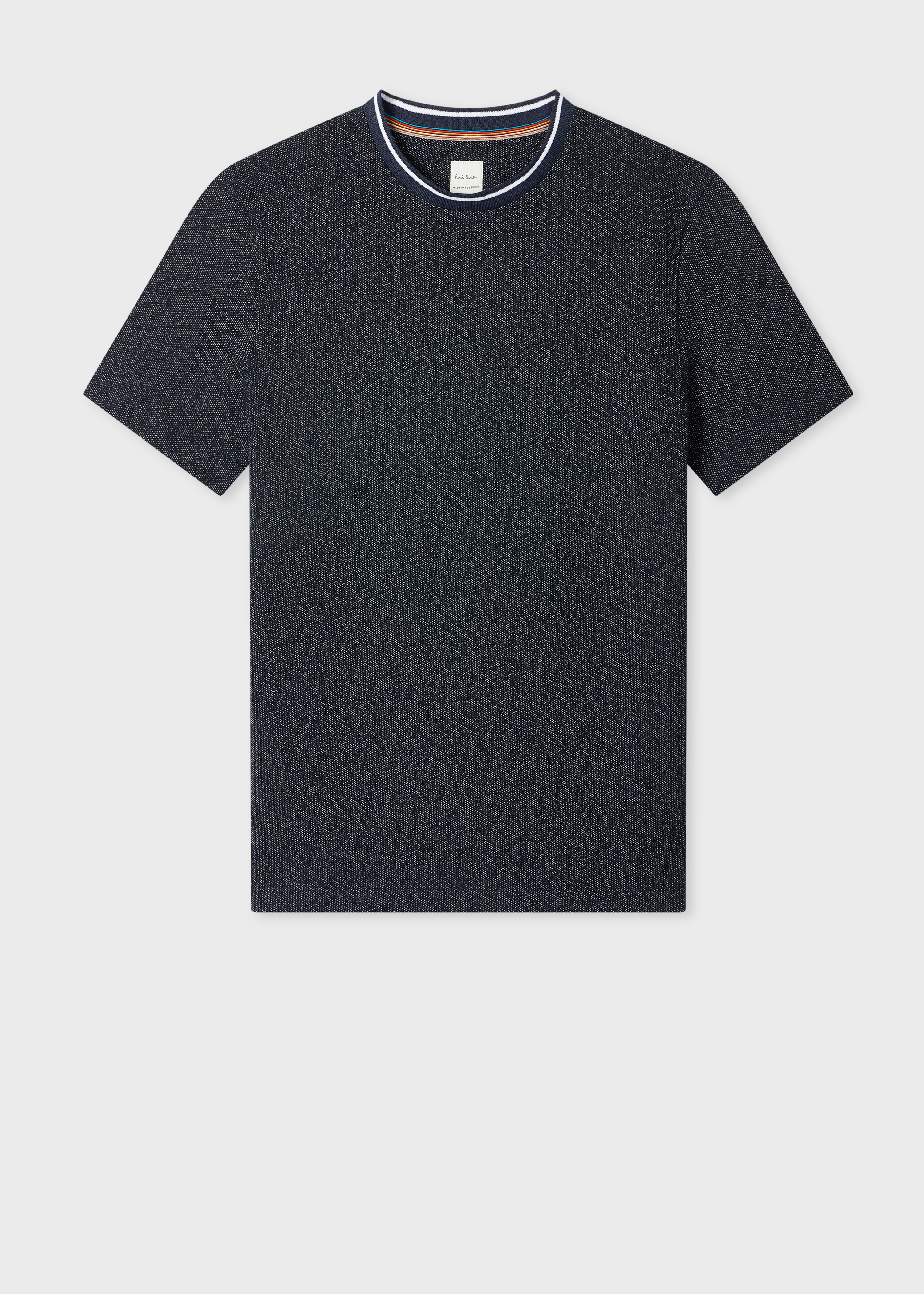 Navy Cotton-Pique Contrast Collar T-Shirt