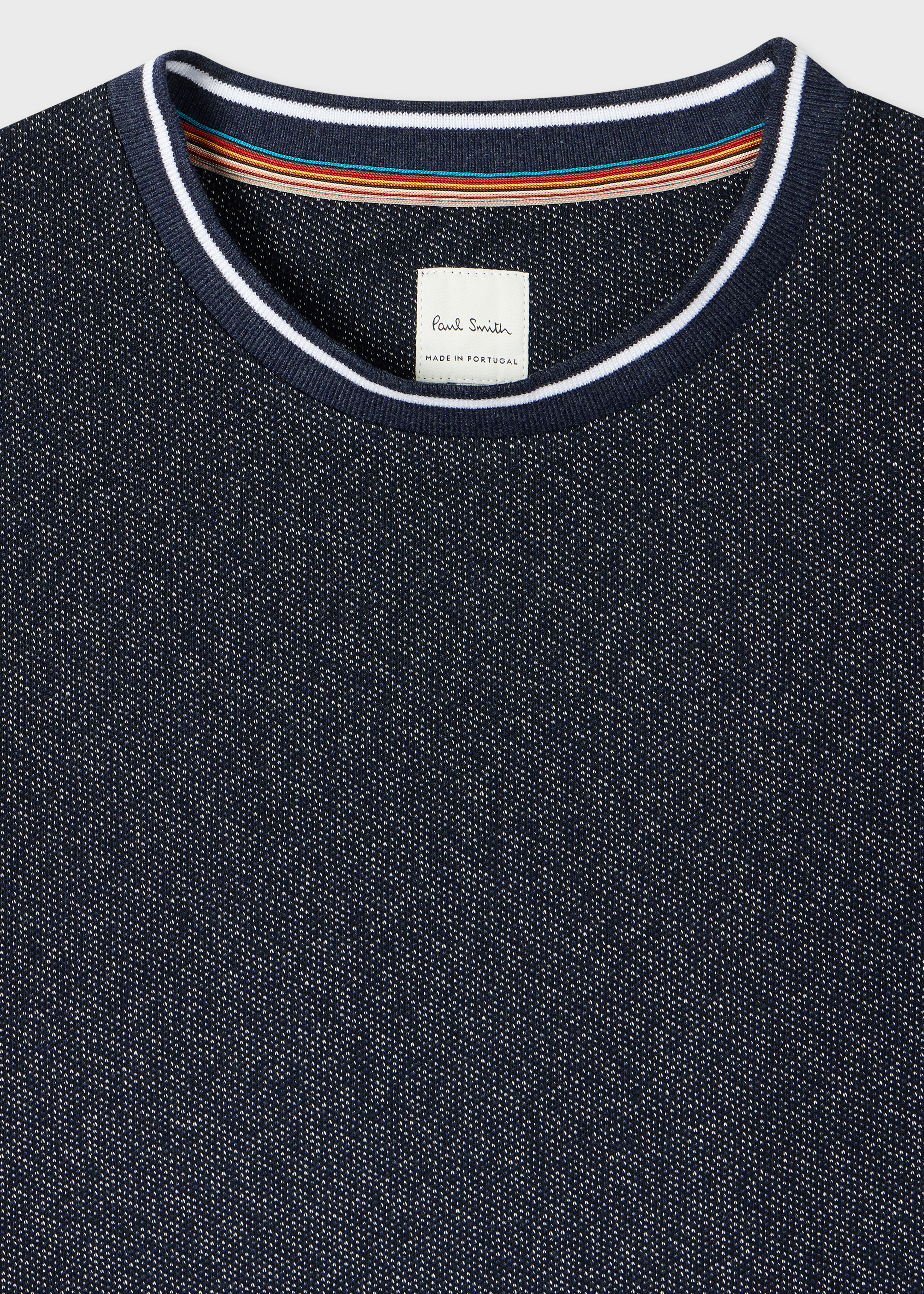 Navy Cotton-Pique Contrast Collar T-Shirt