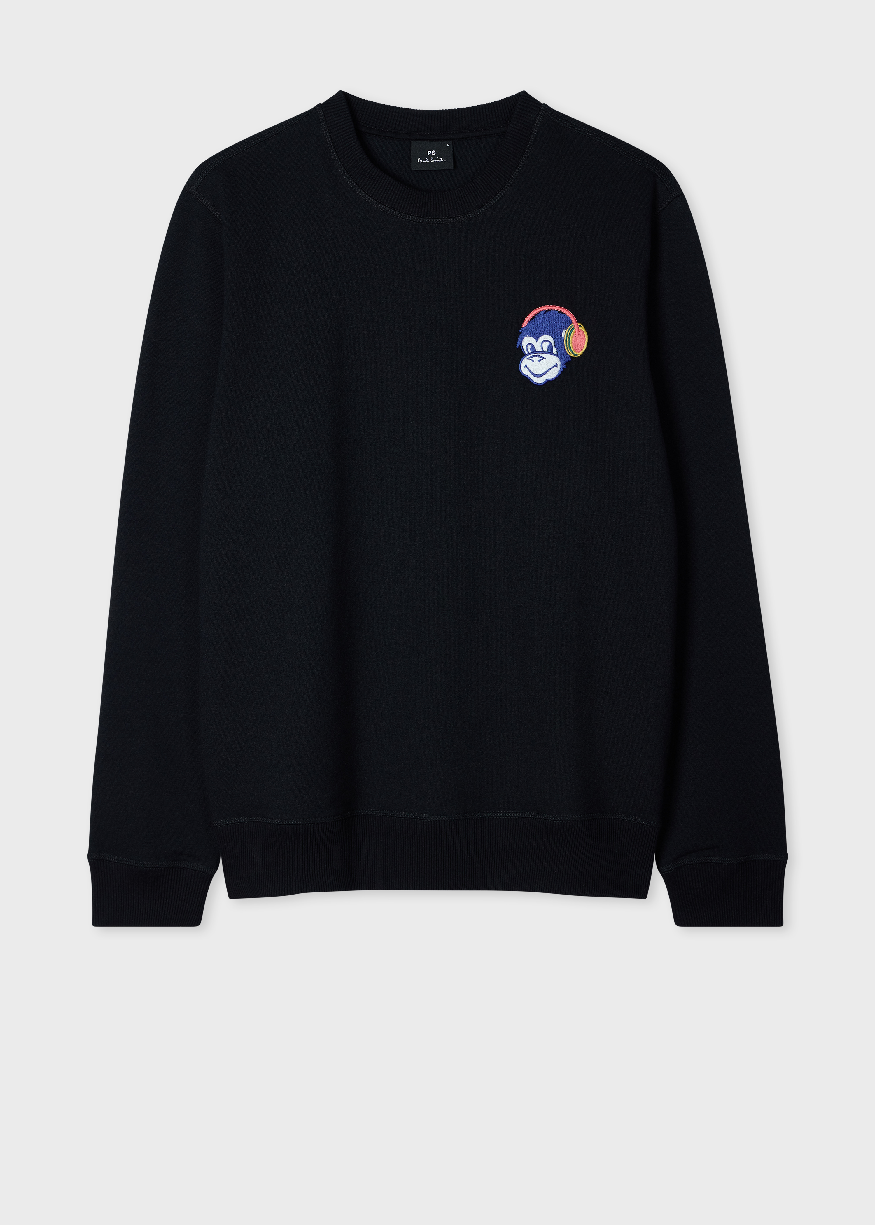 Black Embroidered 'Monkey Headphones' Sweatshirt