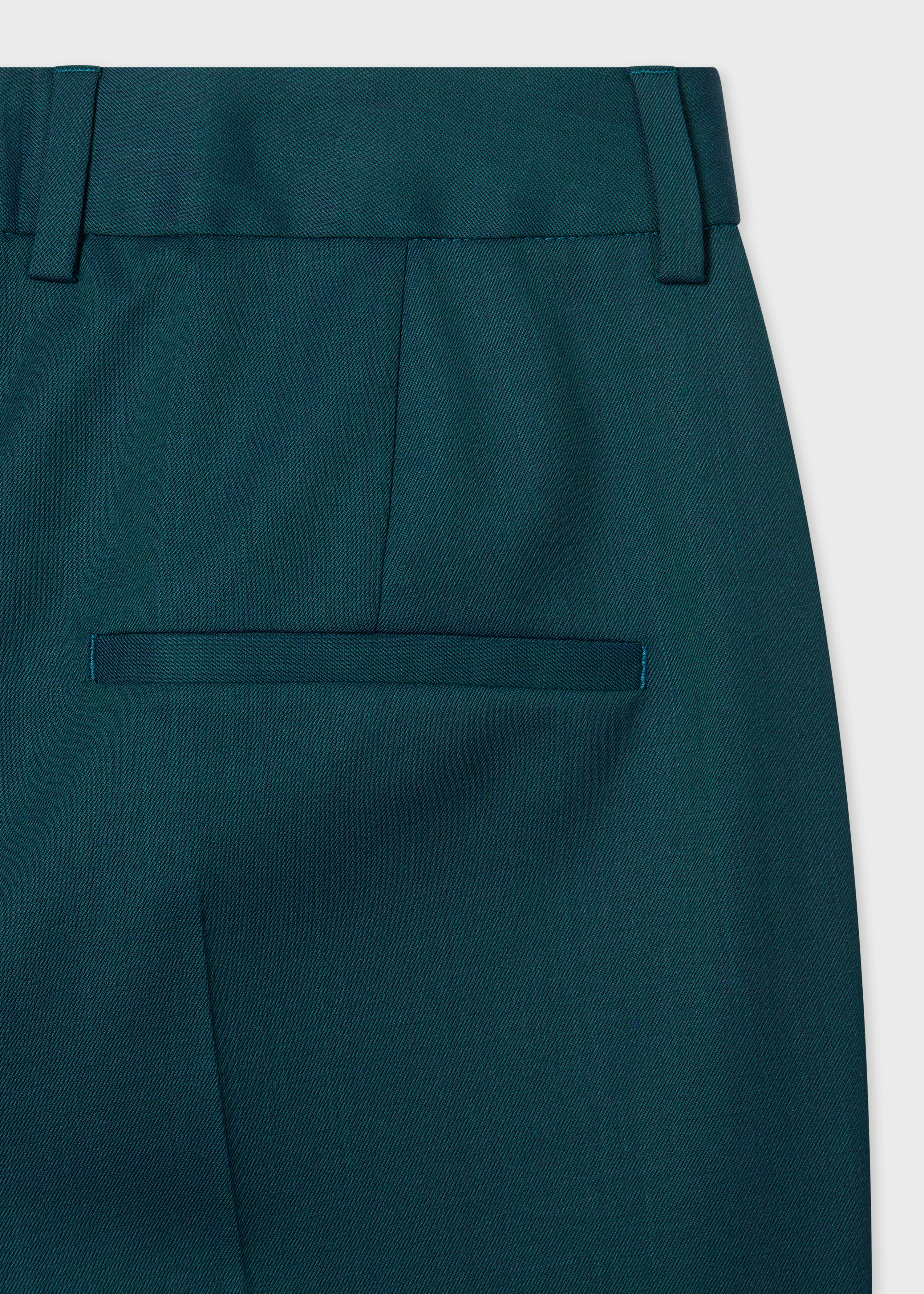 Women's Petrol Green Slim-Fit Wool-Blend Trousers