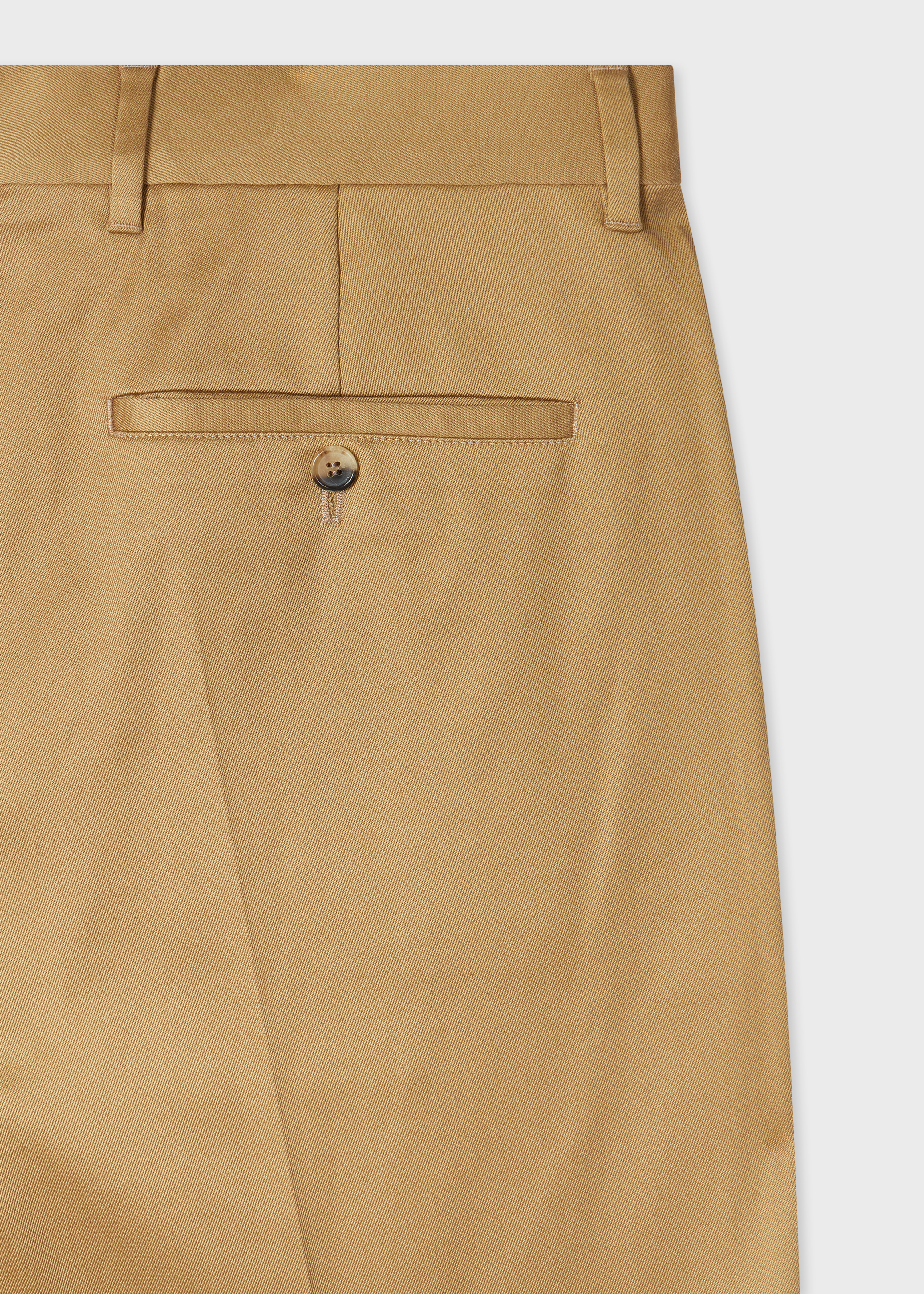 Tan Stretch Cotton-Twill Double-Pleat Trousers