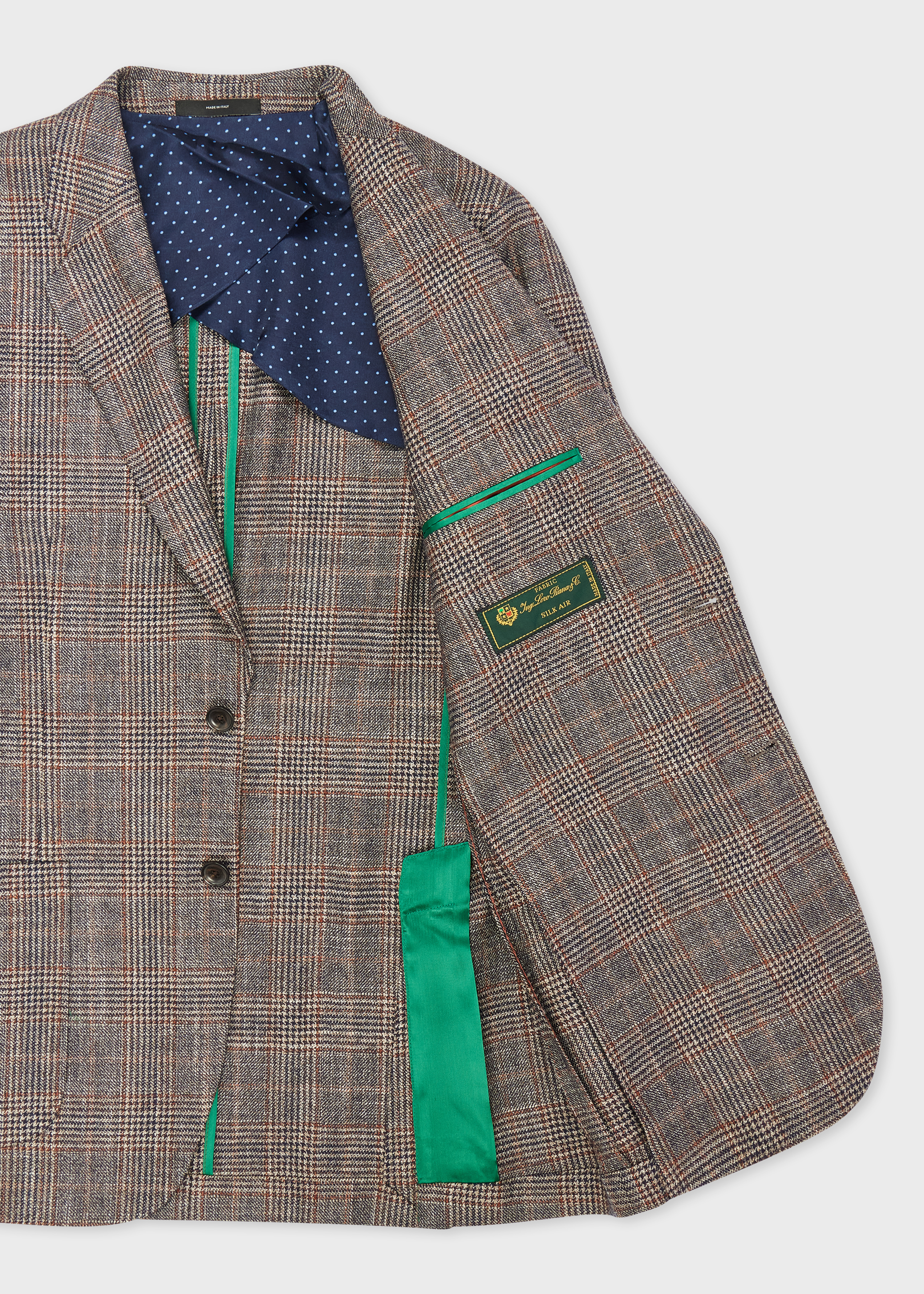 Tan Check 'Silk Air' Buggy-Lined Blazer