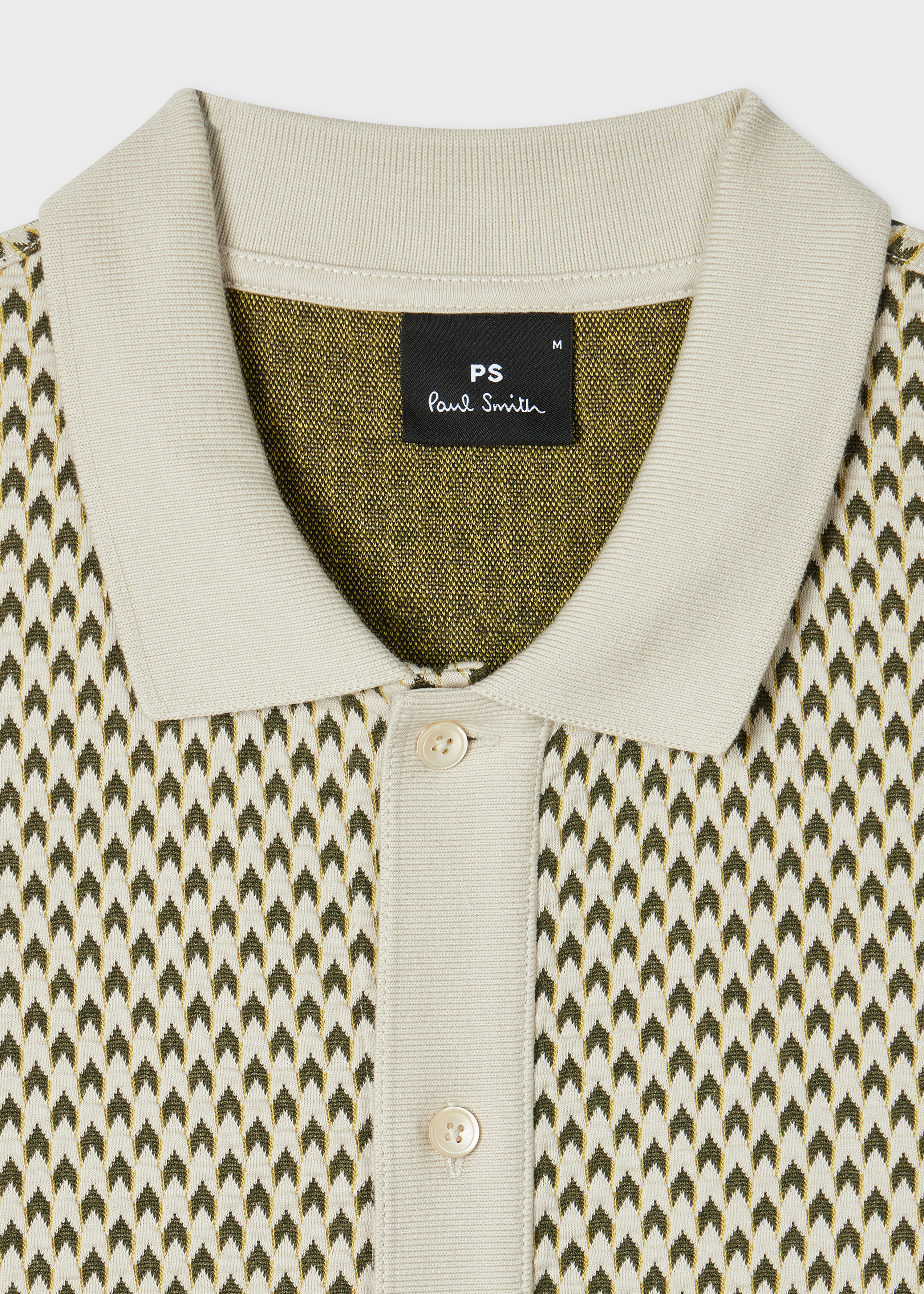 Khaki Jacquard Button-Through Polo Shirt