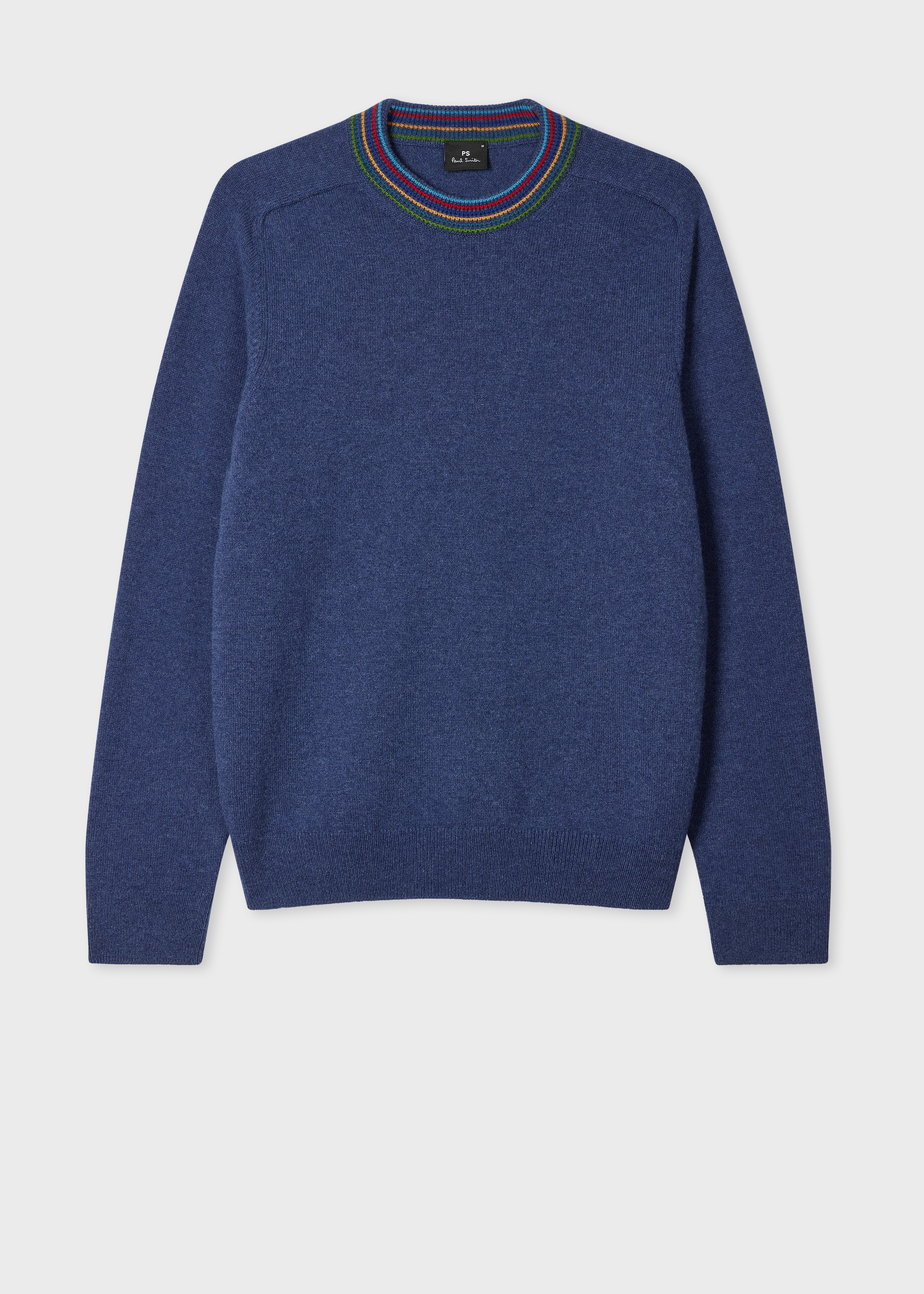 Mid Blue Merino Wool 'Sports Stripe' Sweater