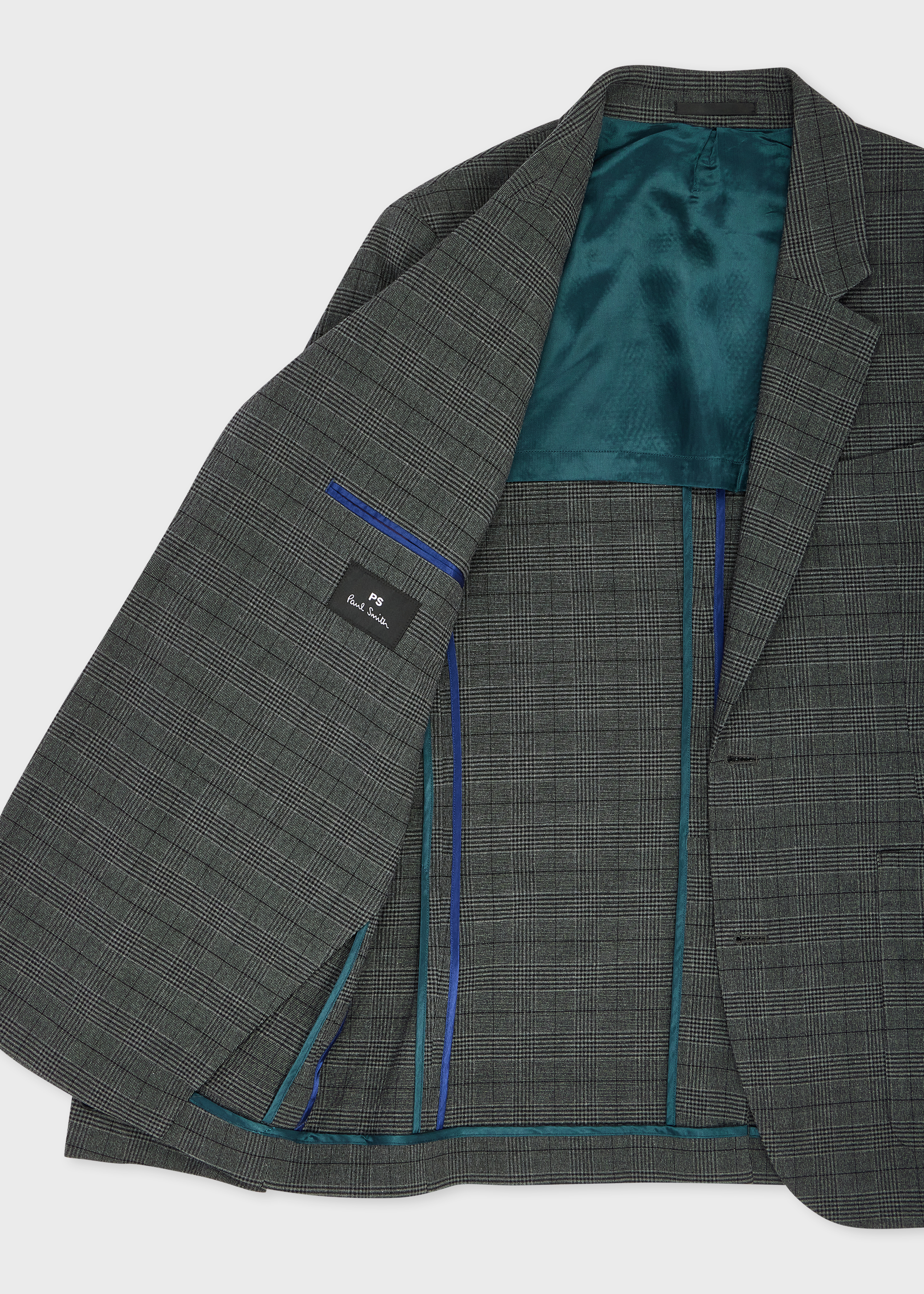 Grey Seersucker Cotton Check Buggy-Lined Blazer