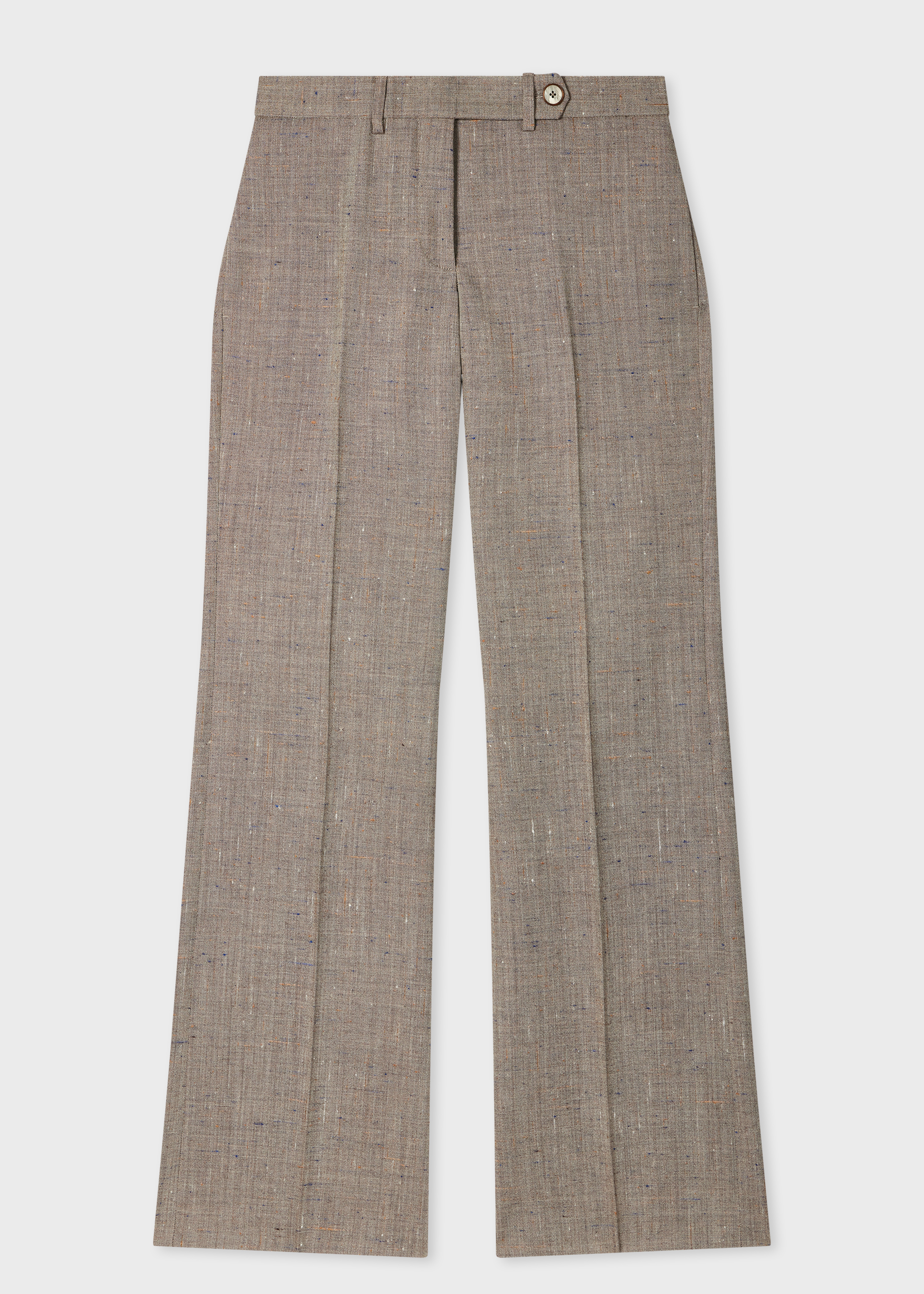 Women's Brown Flecked Wool-Viscose Bootcut Trousers