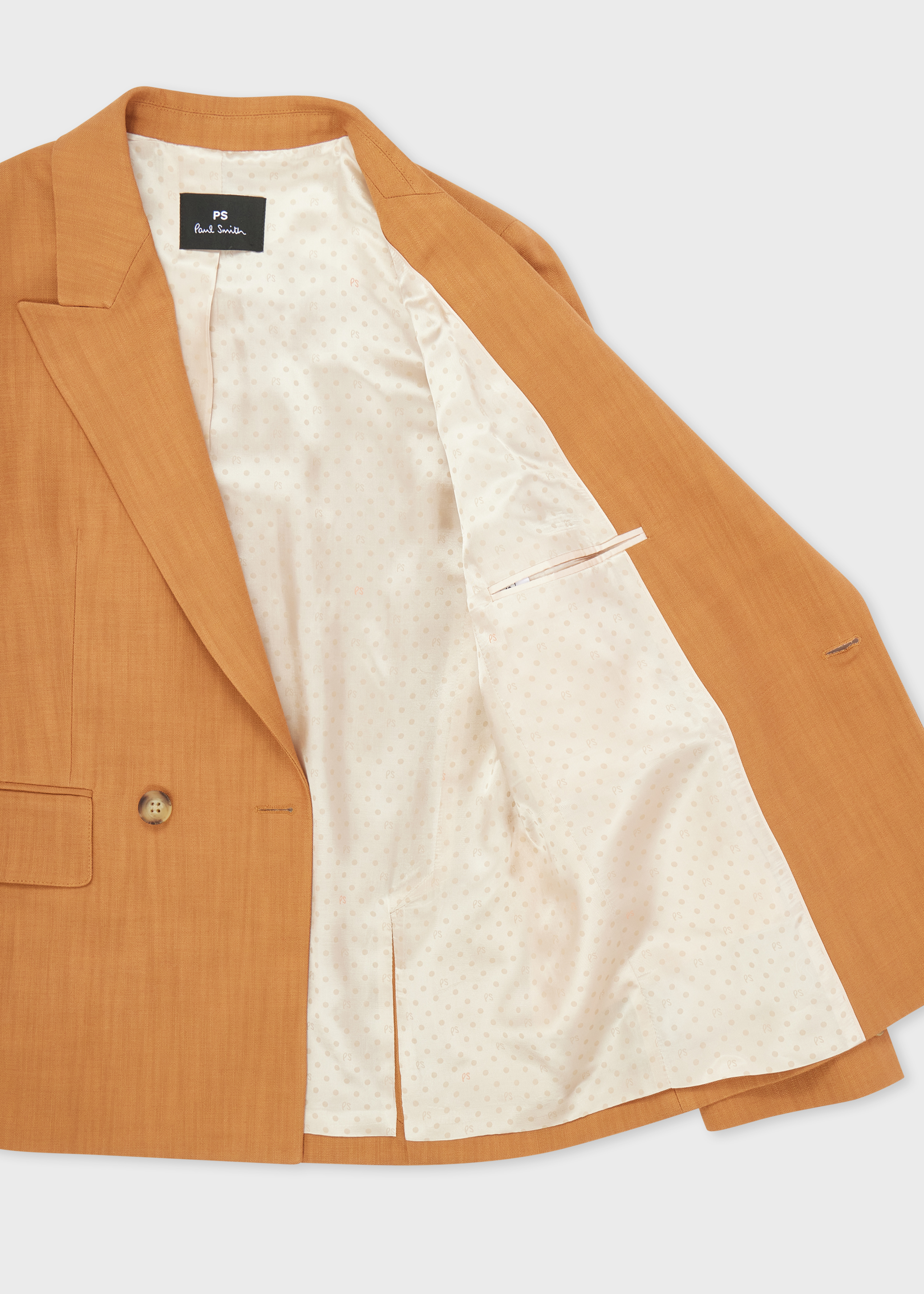 Women's Tan Textured Double-Breasted Blazer
