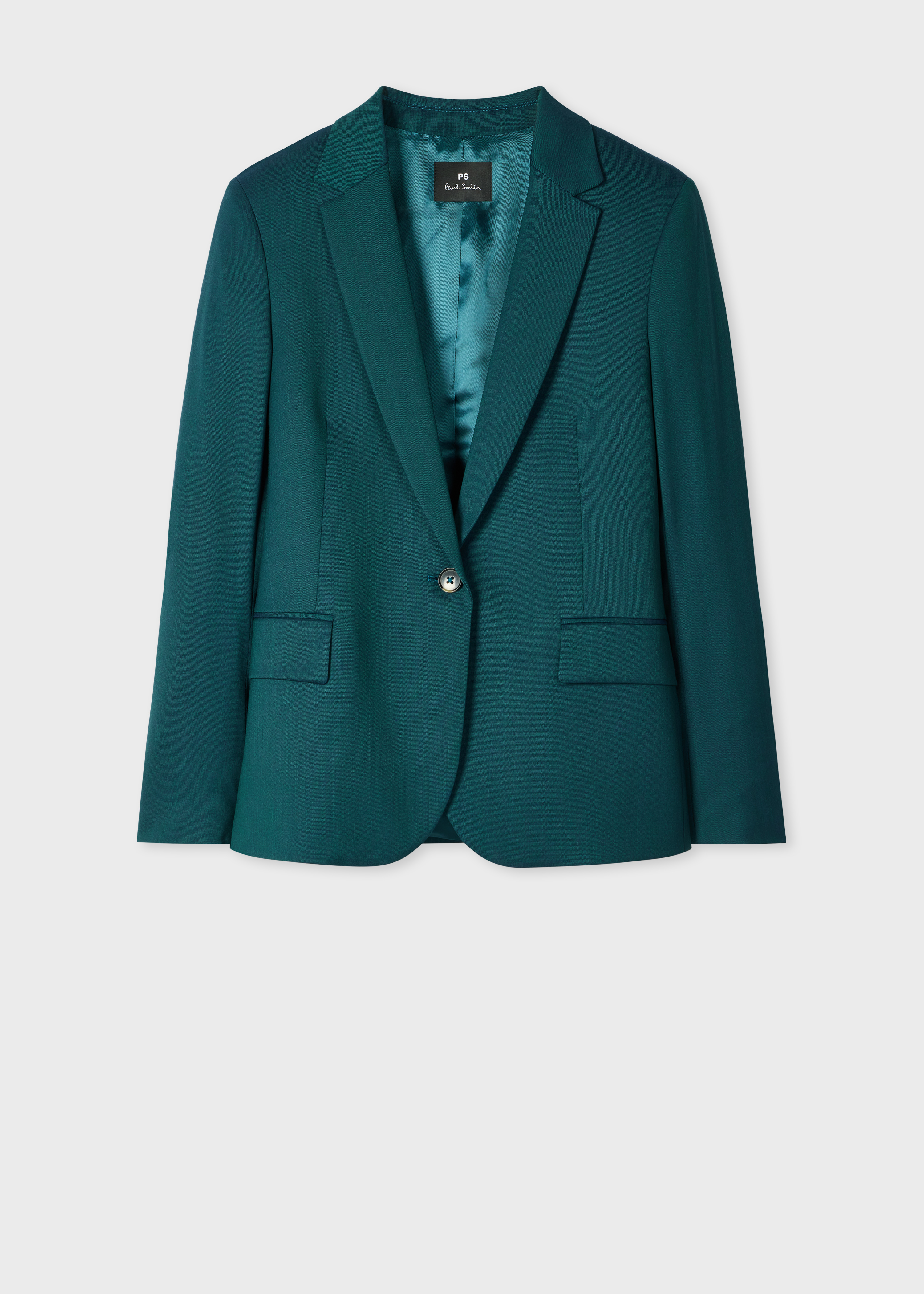 Women's Petrol Green Slim-Fit Wool-Blend Blazer