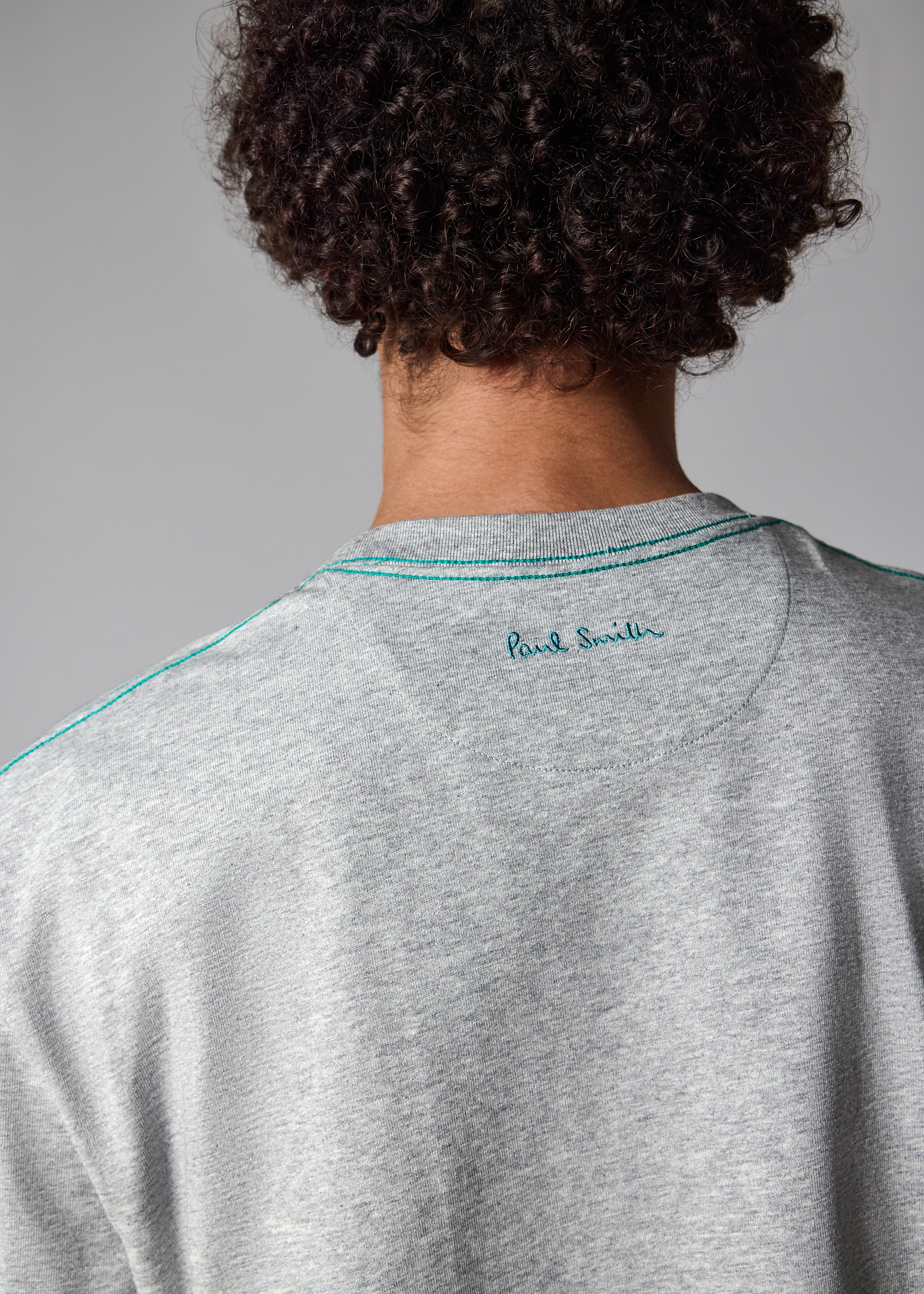 Grey T-Shirt with Multicolour Rabbit Embroidery