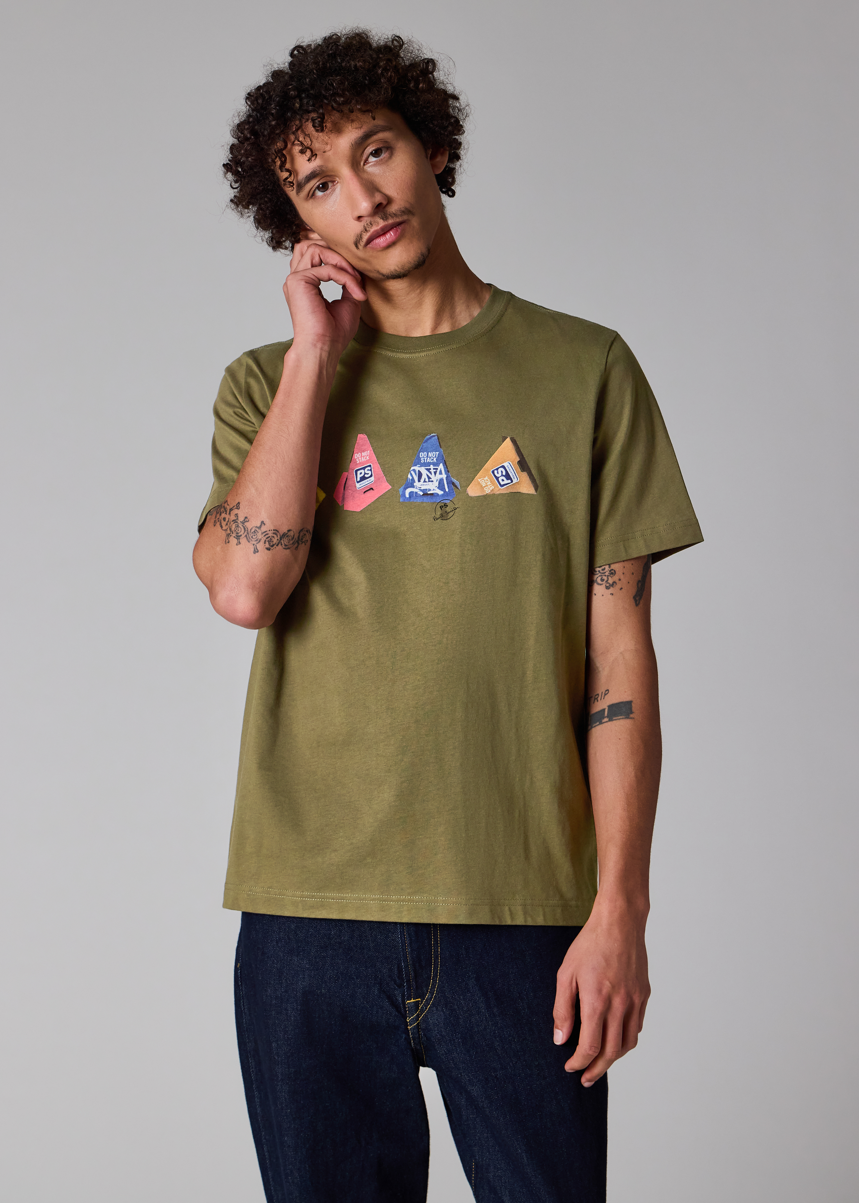 Khaki 'Cones' Print T-Shirt