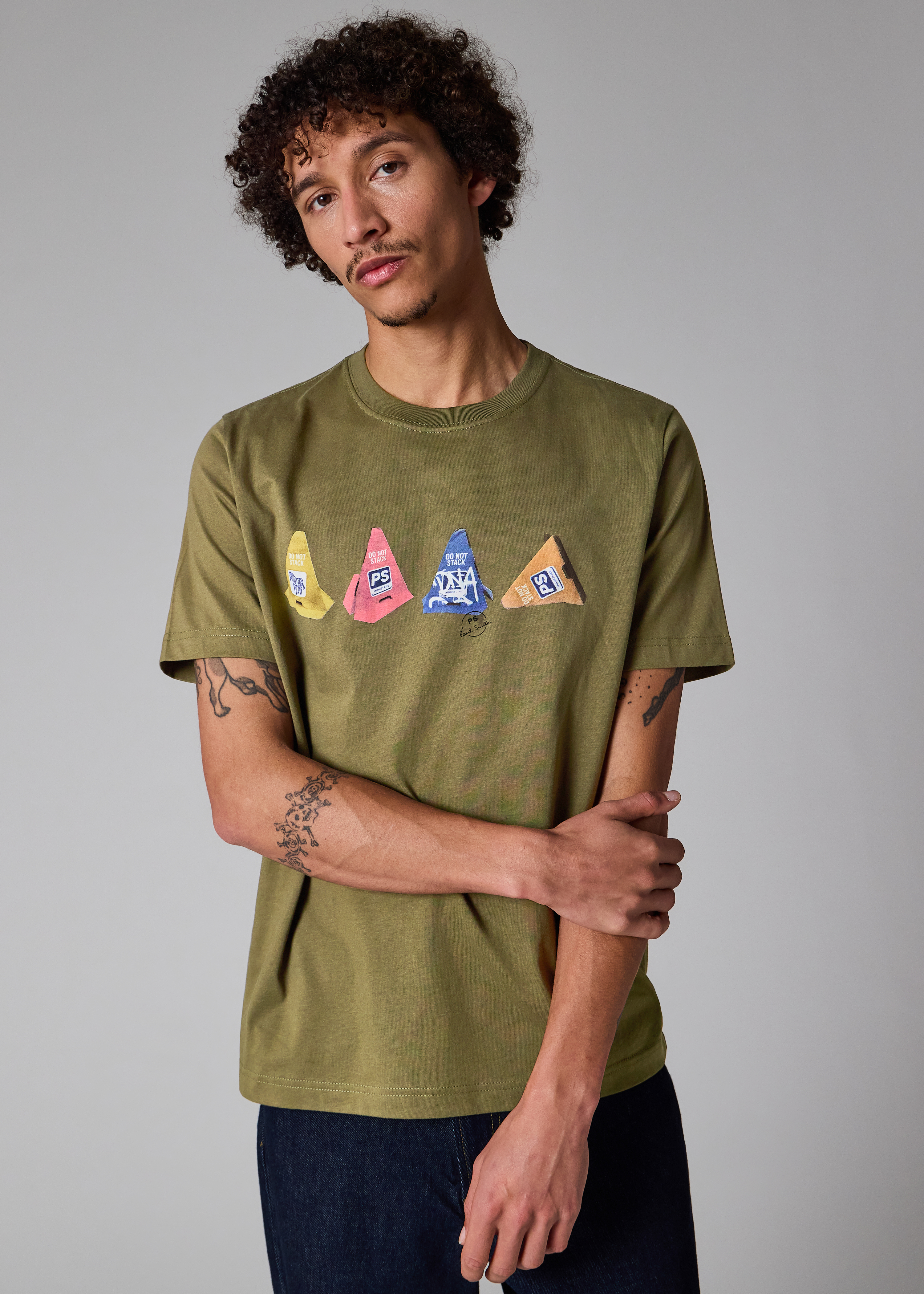 Khaki 'Cones' Print T-Shirt