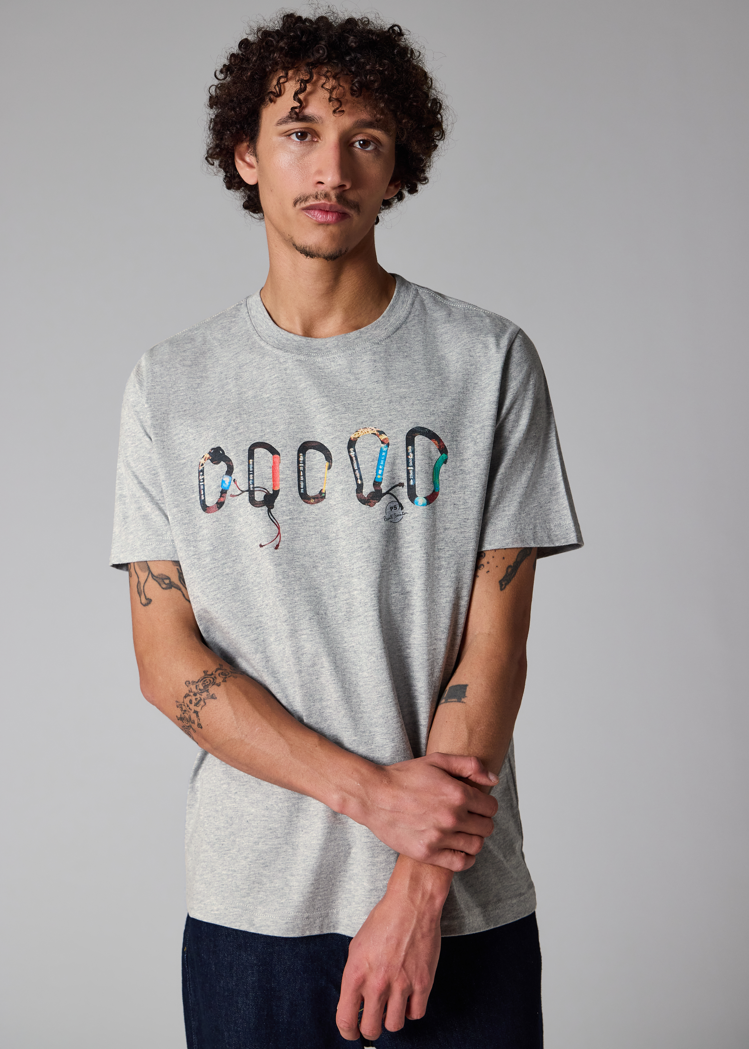 Grey 'Carabiner' Print T-Shirt