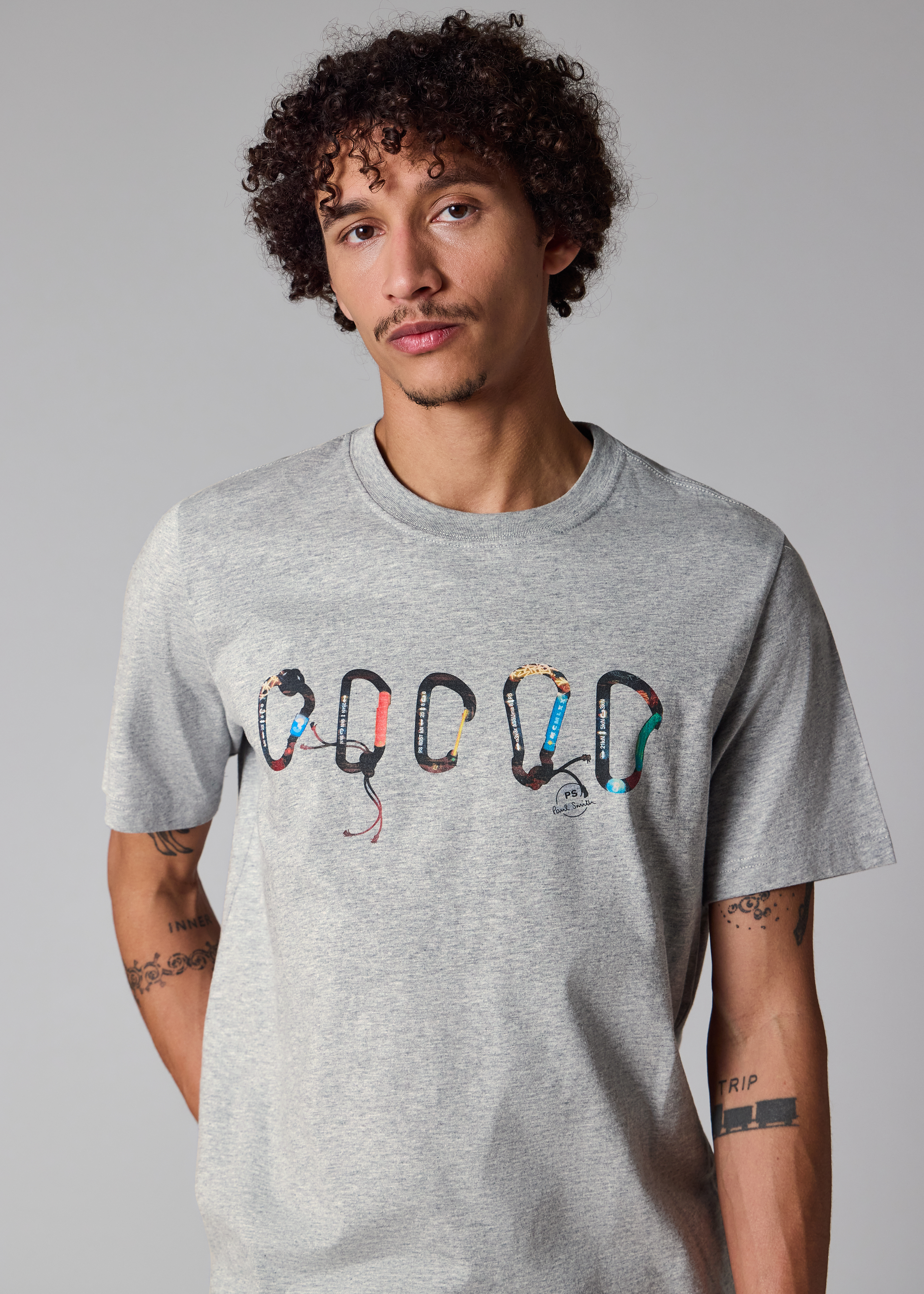 Grey 'Carabiner' Print T-Shirt