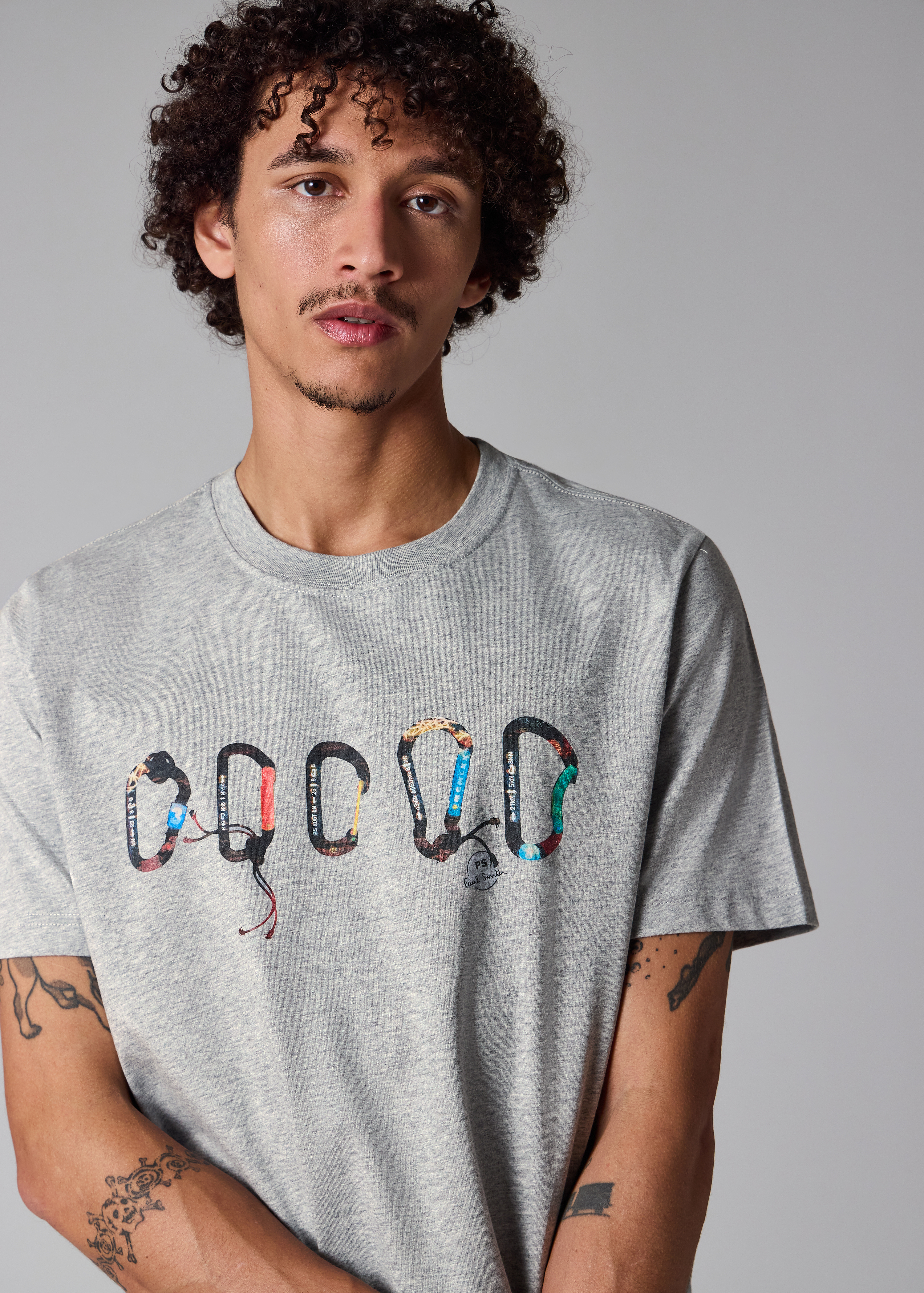 Grey 'Carabiner' Print T-Shirt
