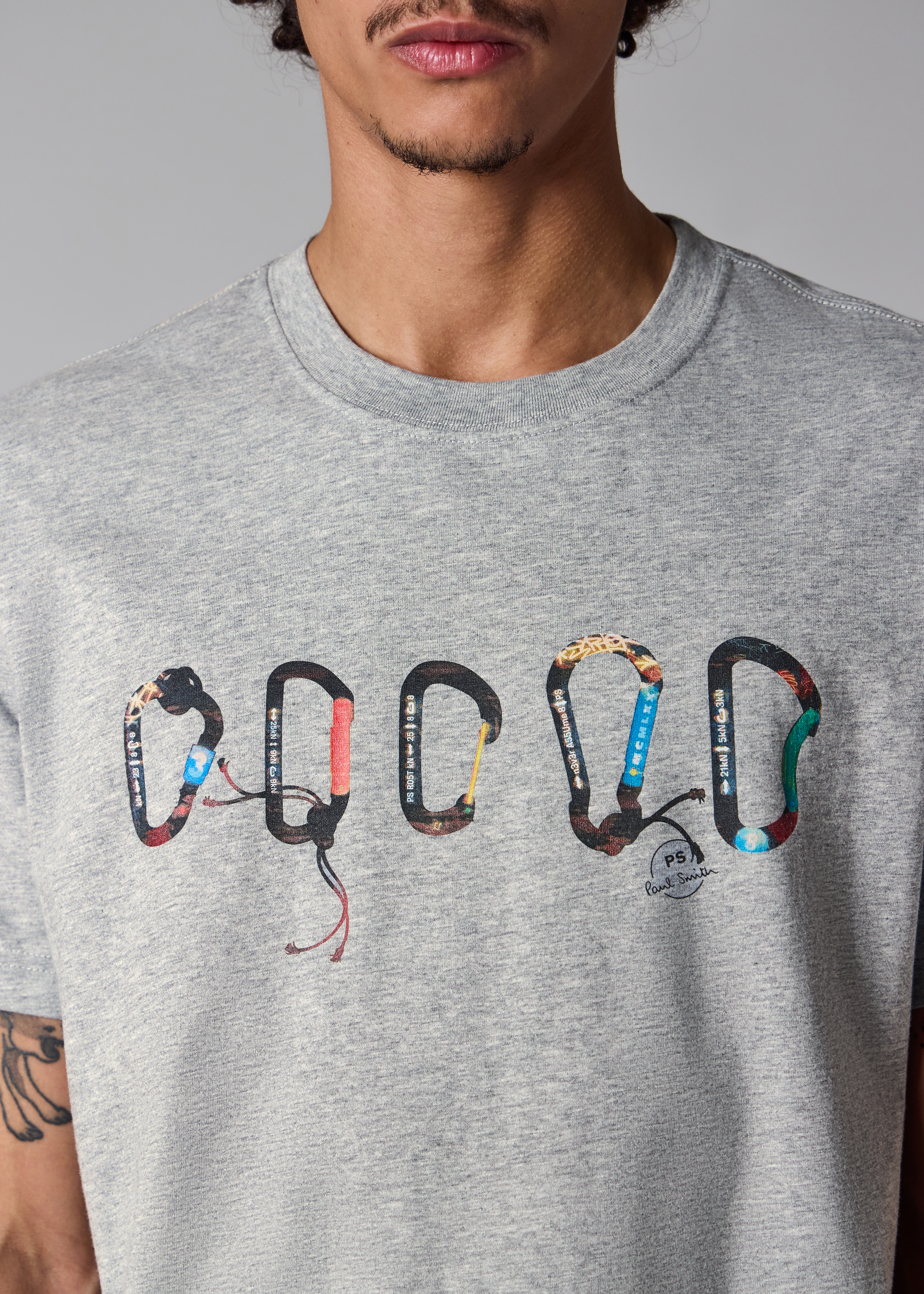 Grey 'Carabiner' Print T-Shirt