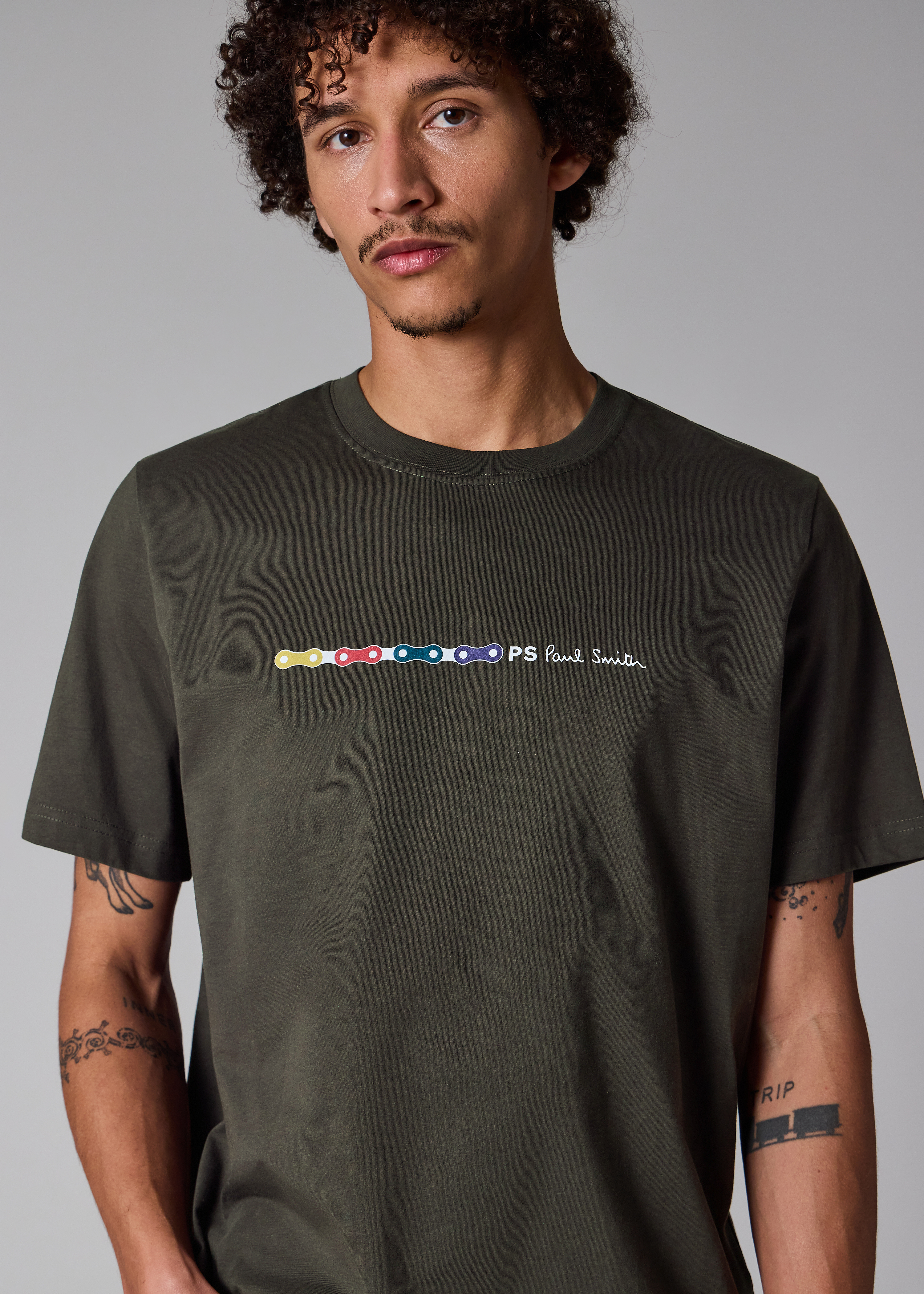 Dark Grey 'Bike Chain' Print T-Shirt