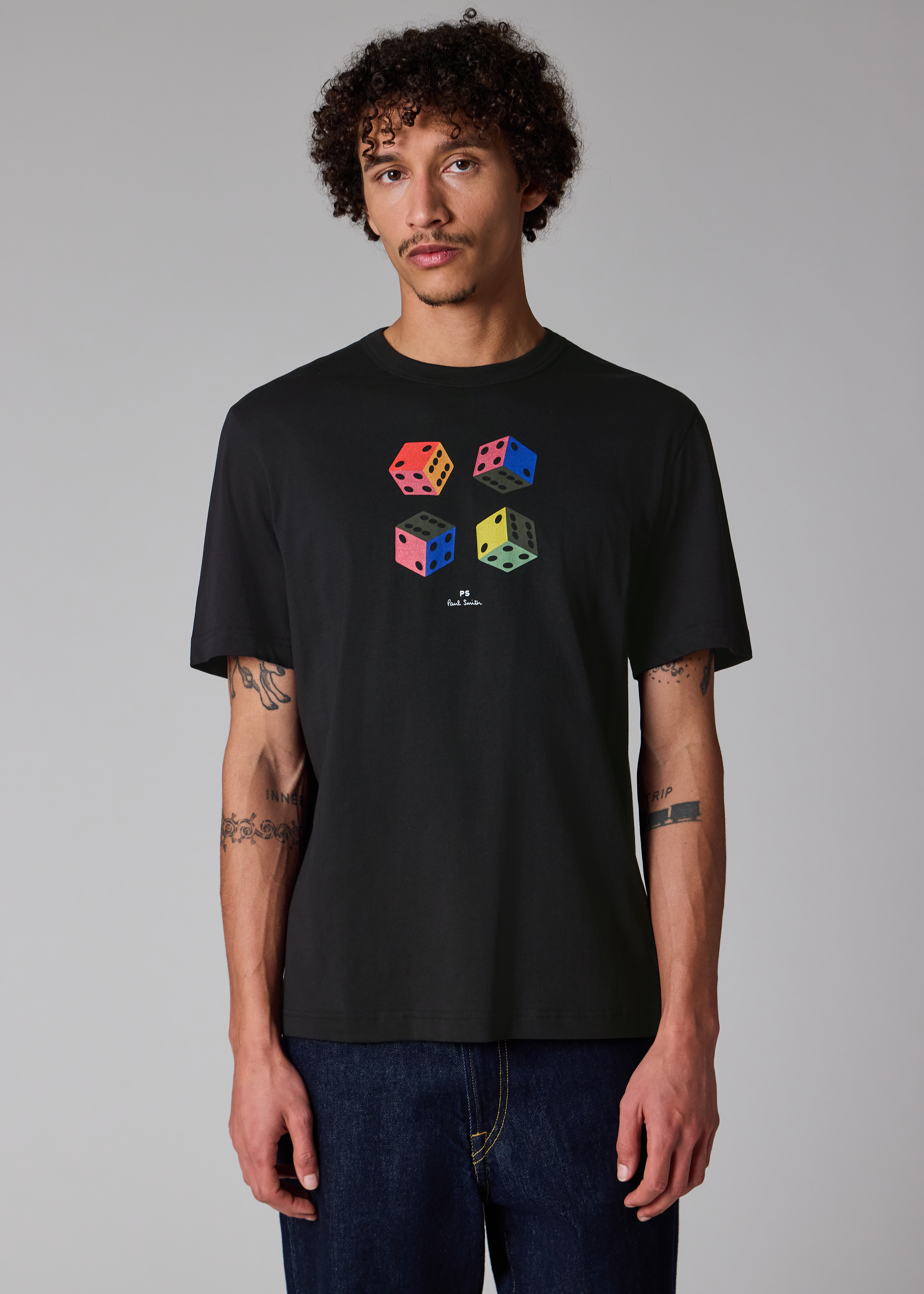 Casual-Fit Black 'Dice' T-Shirt