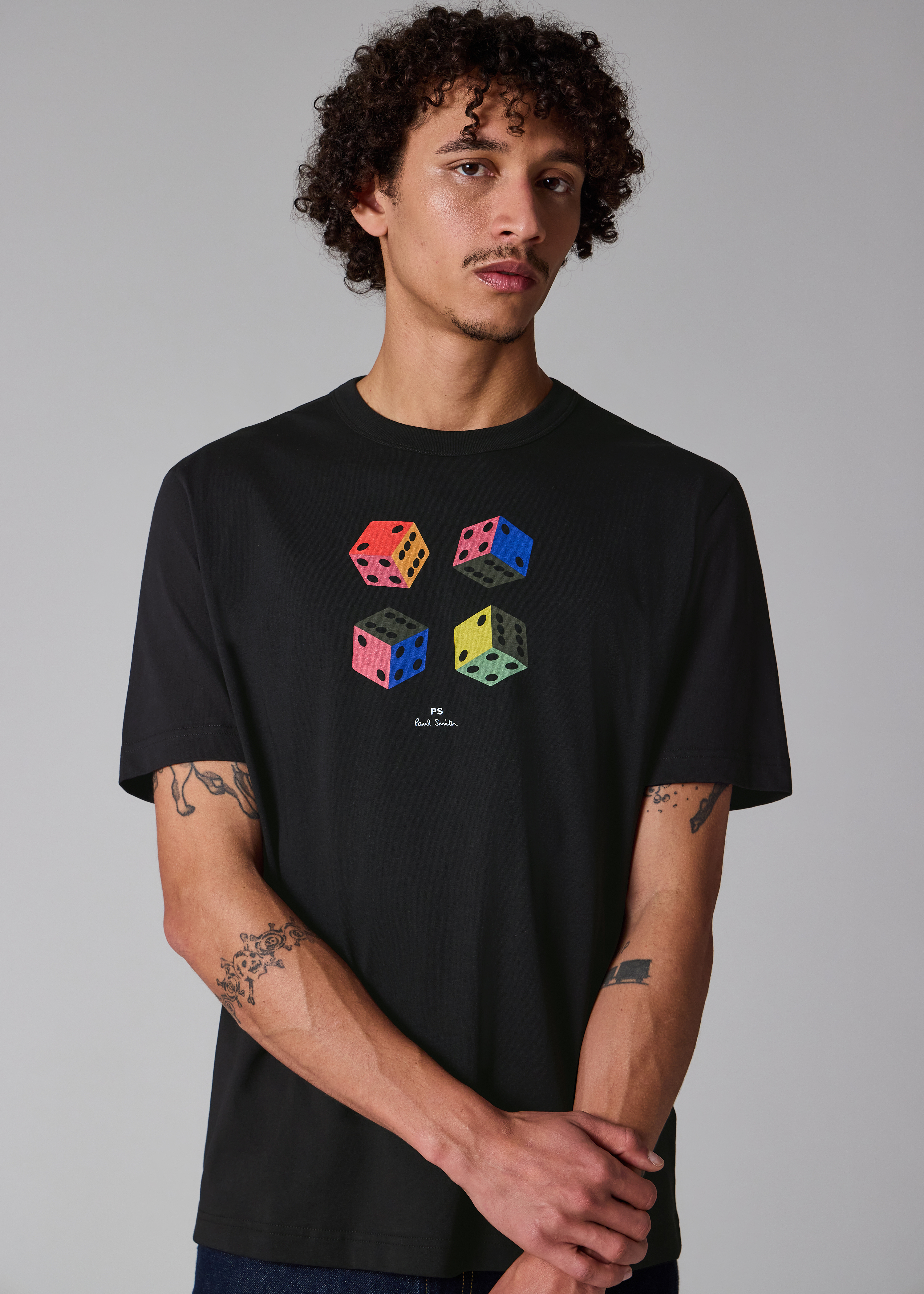 Casual-Fit Black 'Dice' T-Shirt