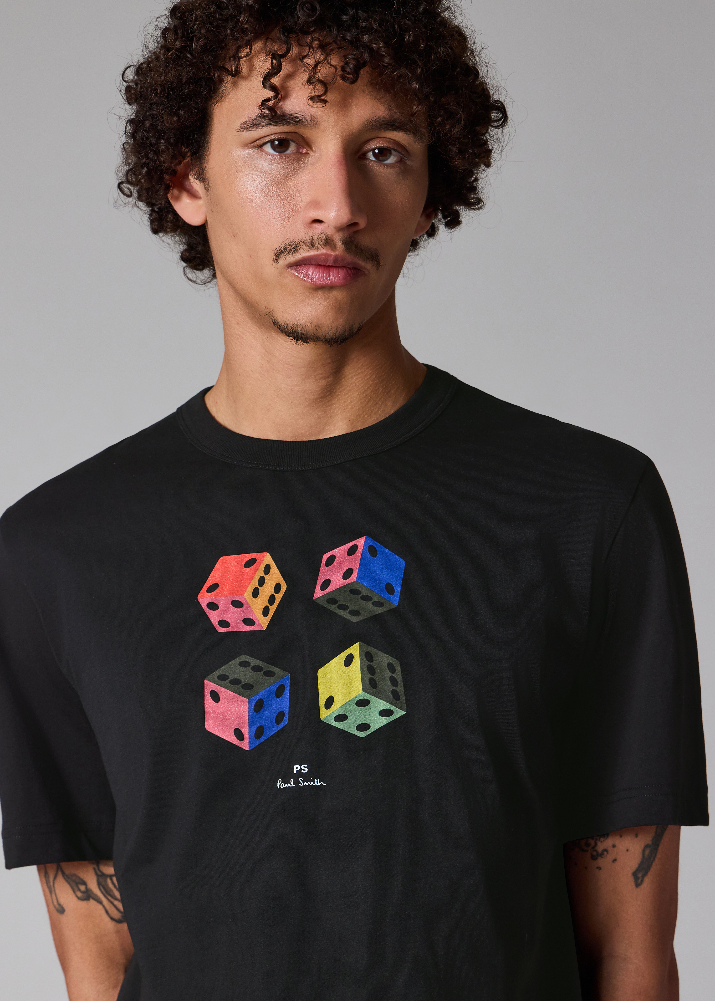 Casual-Fit Black 'Dice' T-Shirt