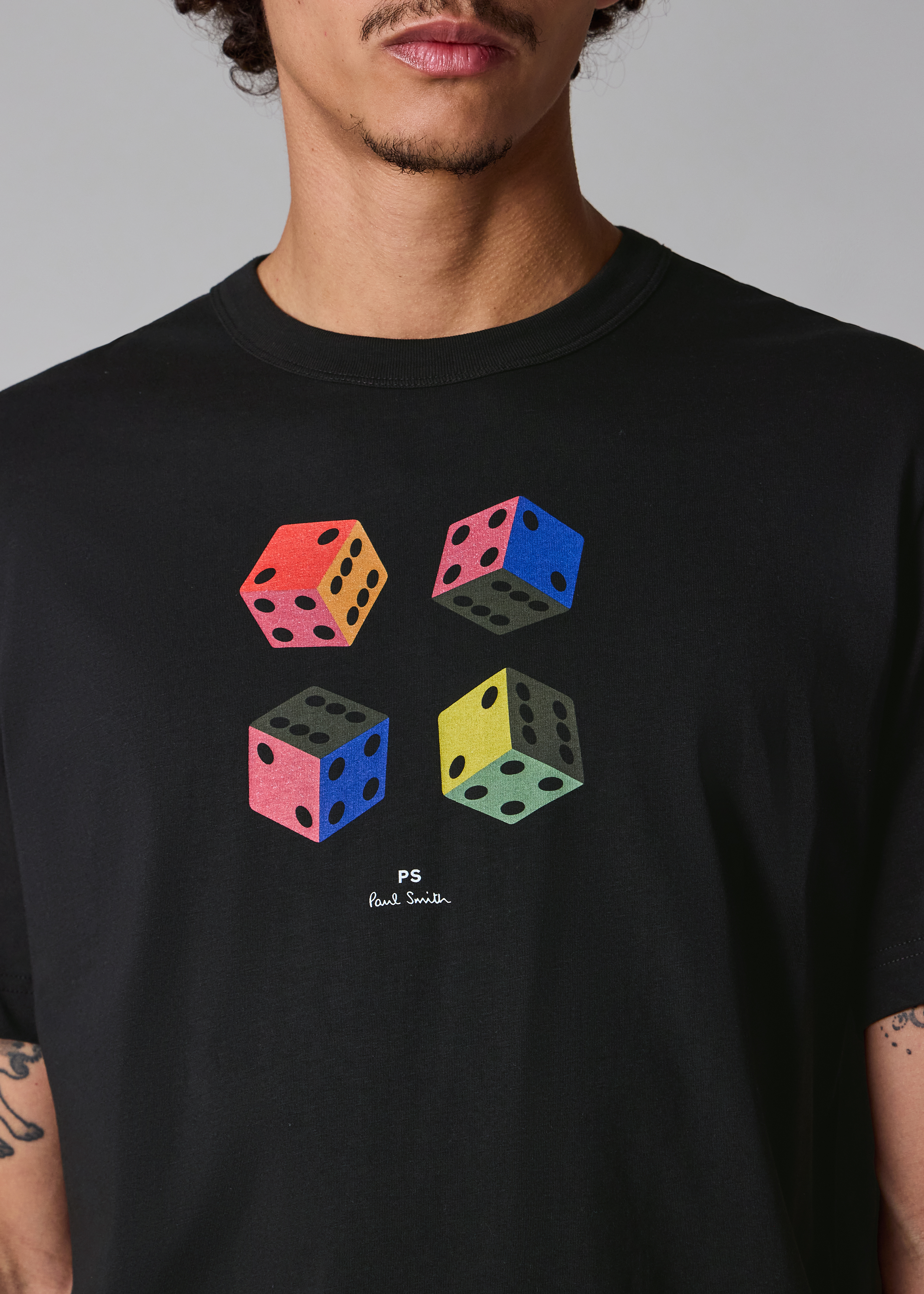 Casual-Fit Black 'Dice' T-Shirt