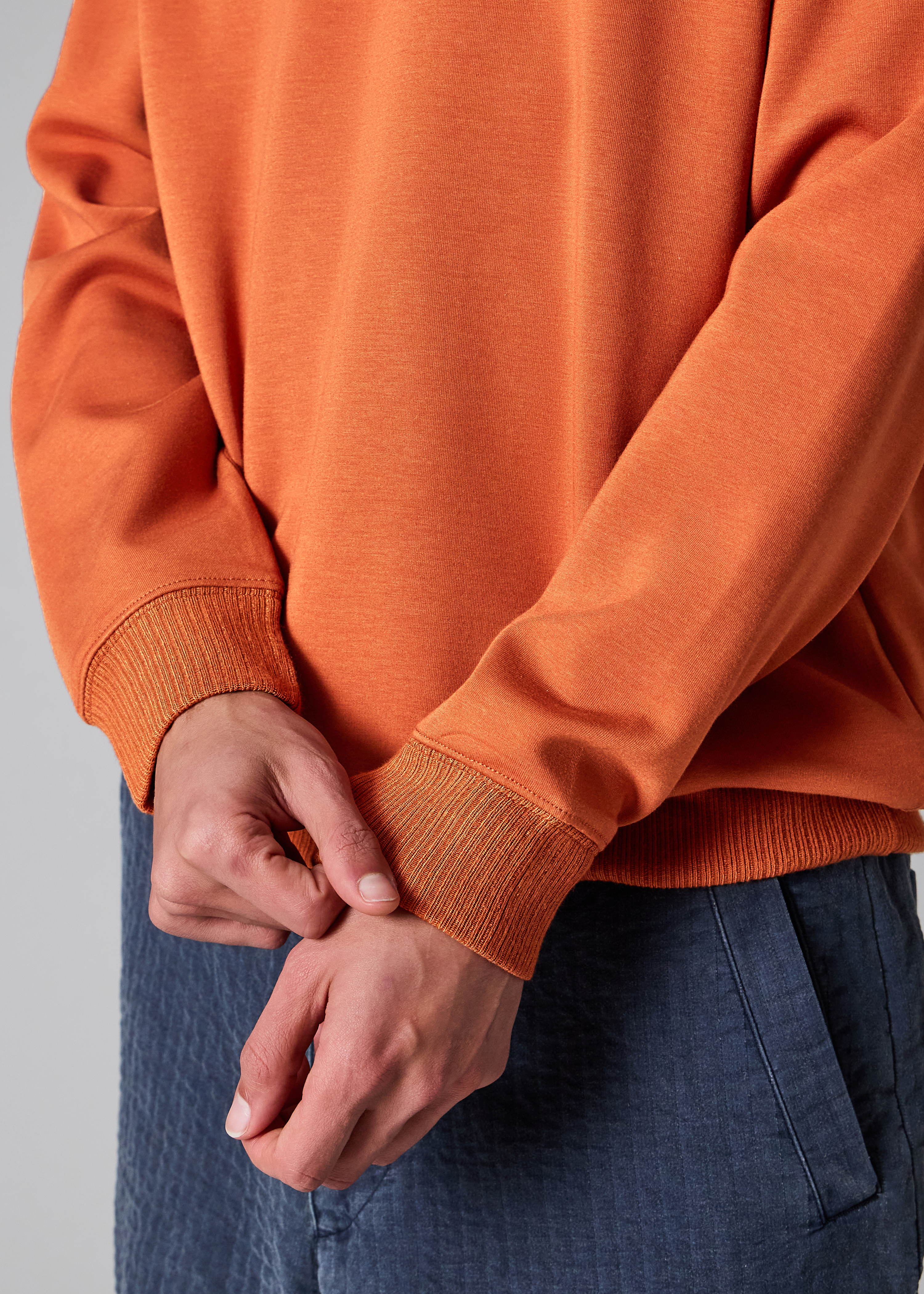Rust Orange Embossed 'Happy' Crew Neck Sweater