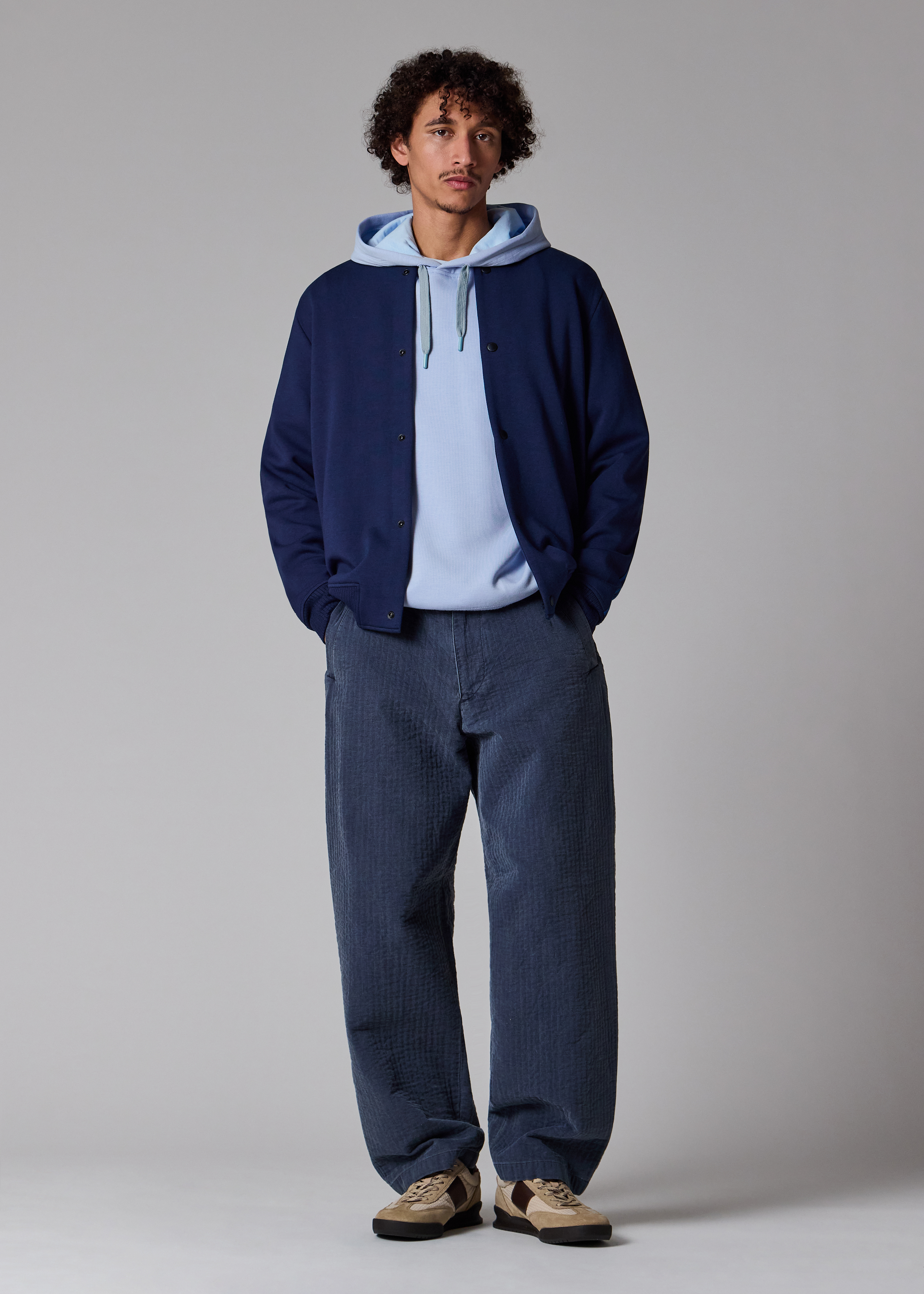 Light Blue Embossed 'Happy' Hoodie