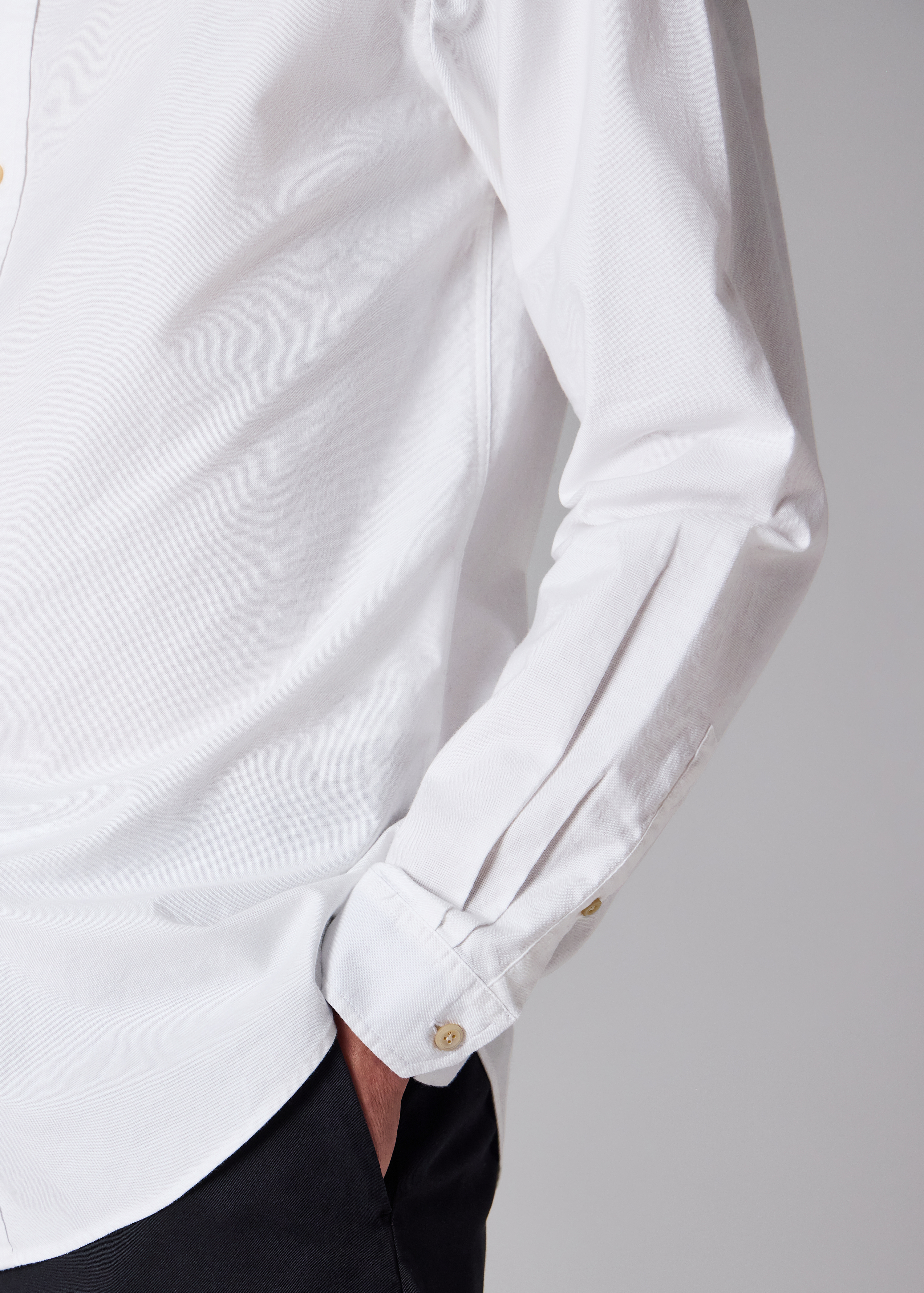 Tailored-Fit White 'Stitch Stripe' Oxford Shirt