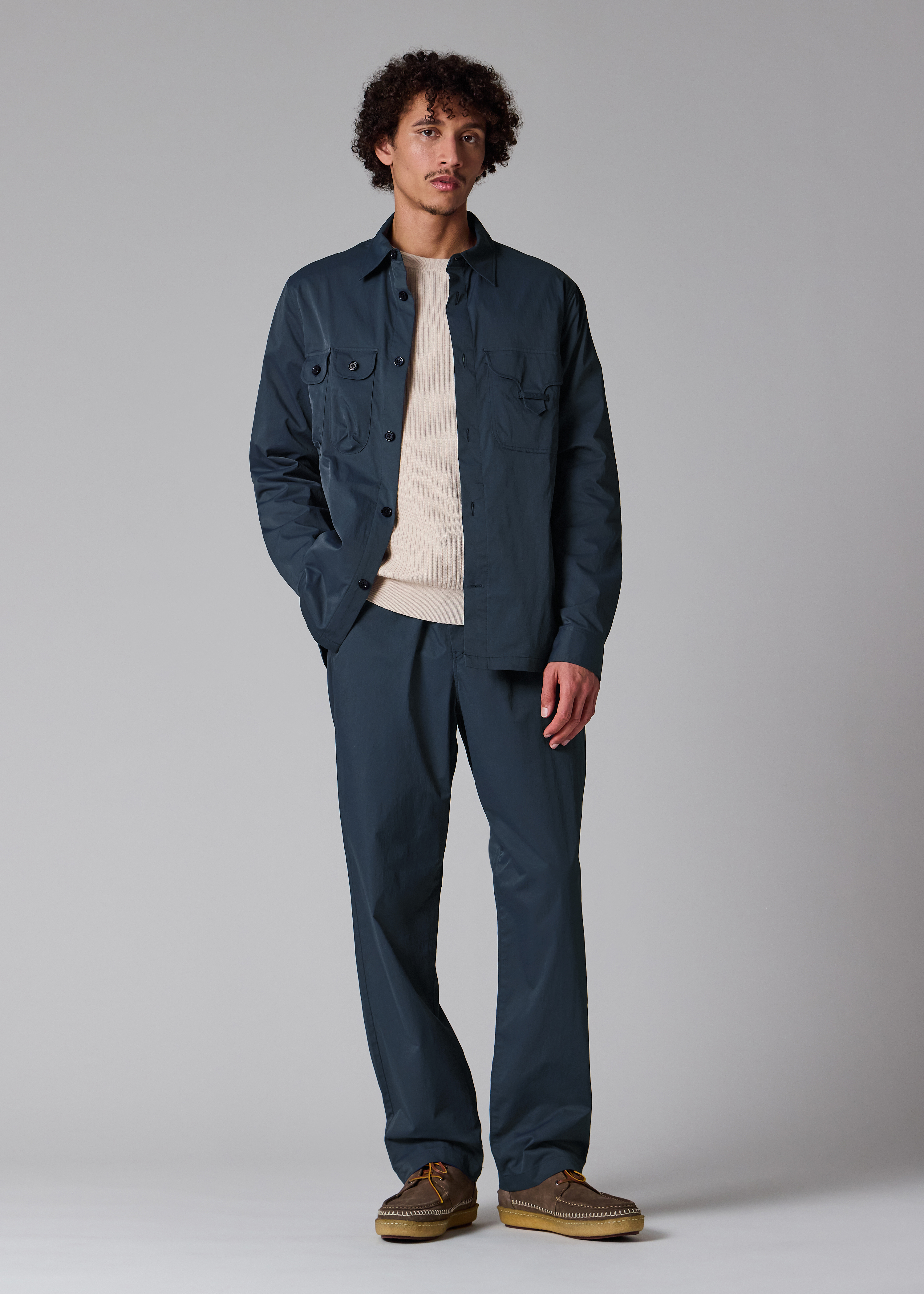 Navy Technical Cotton-Blend Drawstring Waist Trousers