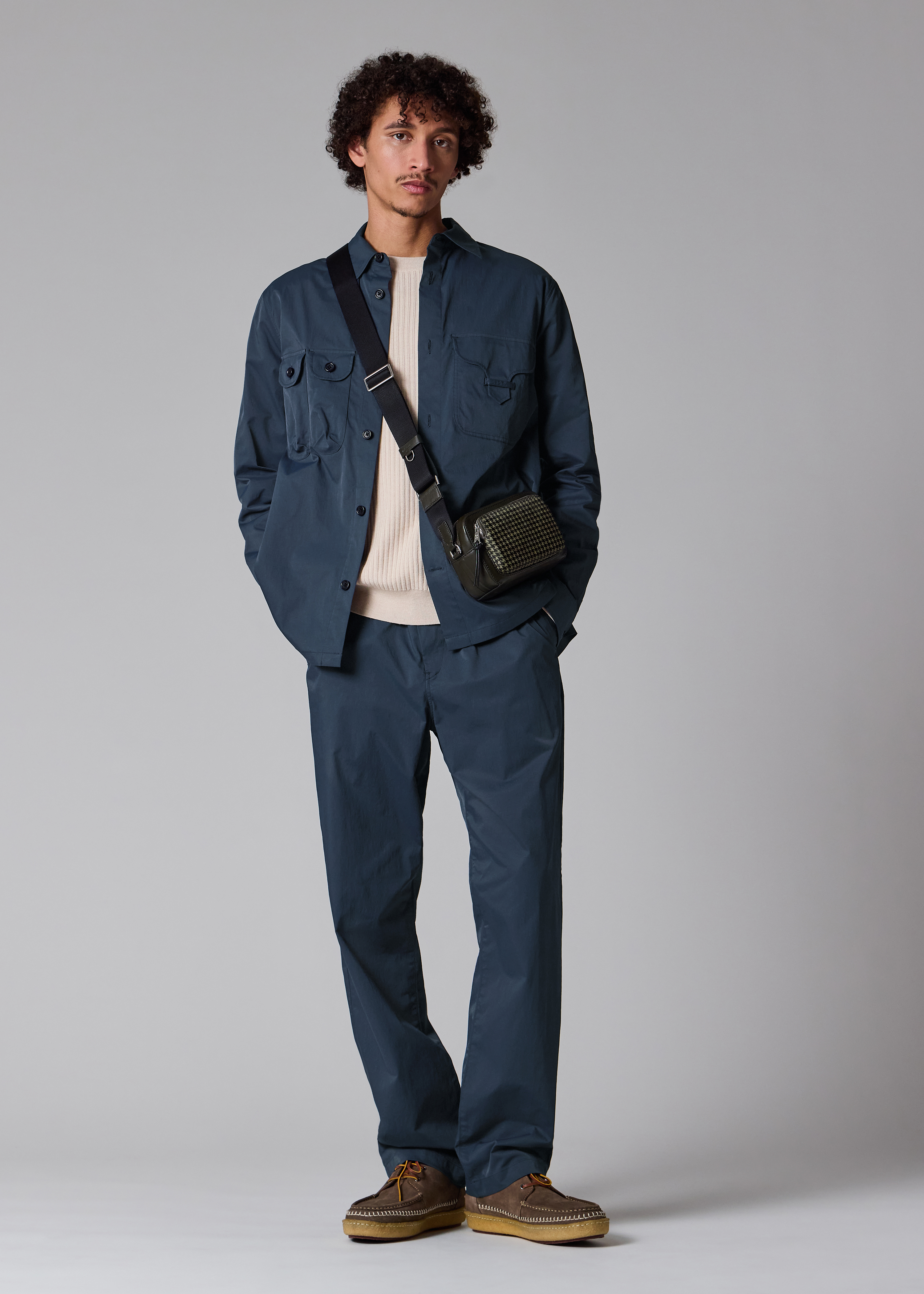 Navy Technical Cotton-Blend Drawstring Waist Trousers