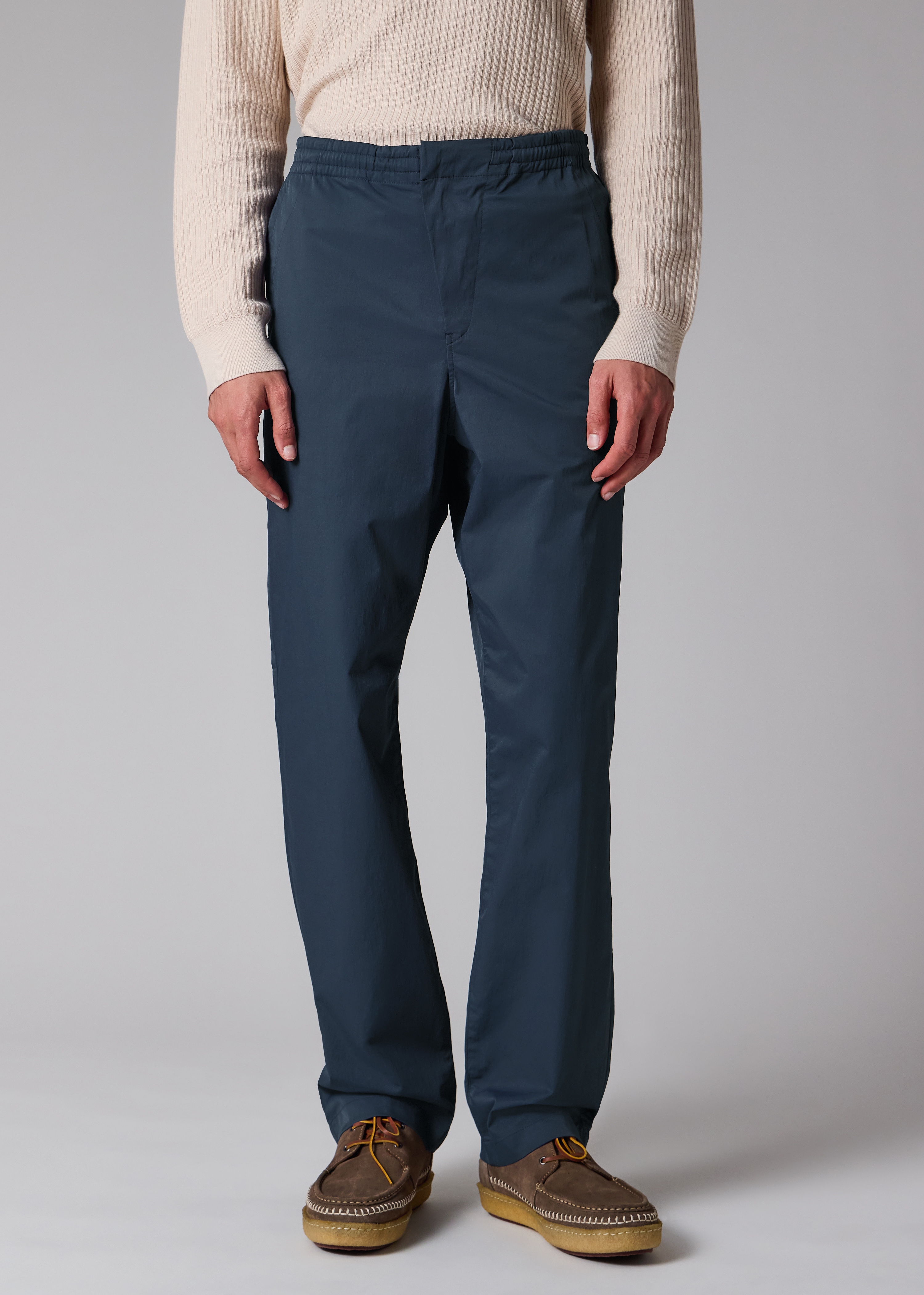 Navy Technical Cotton-Blend Drawstring Waist Trousers