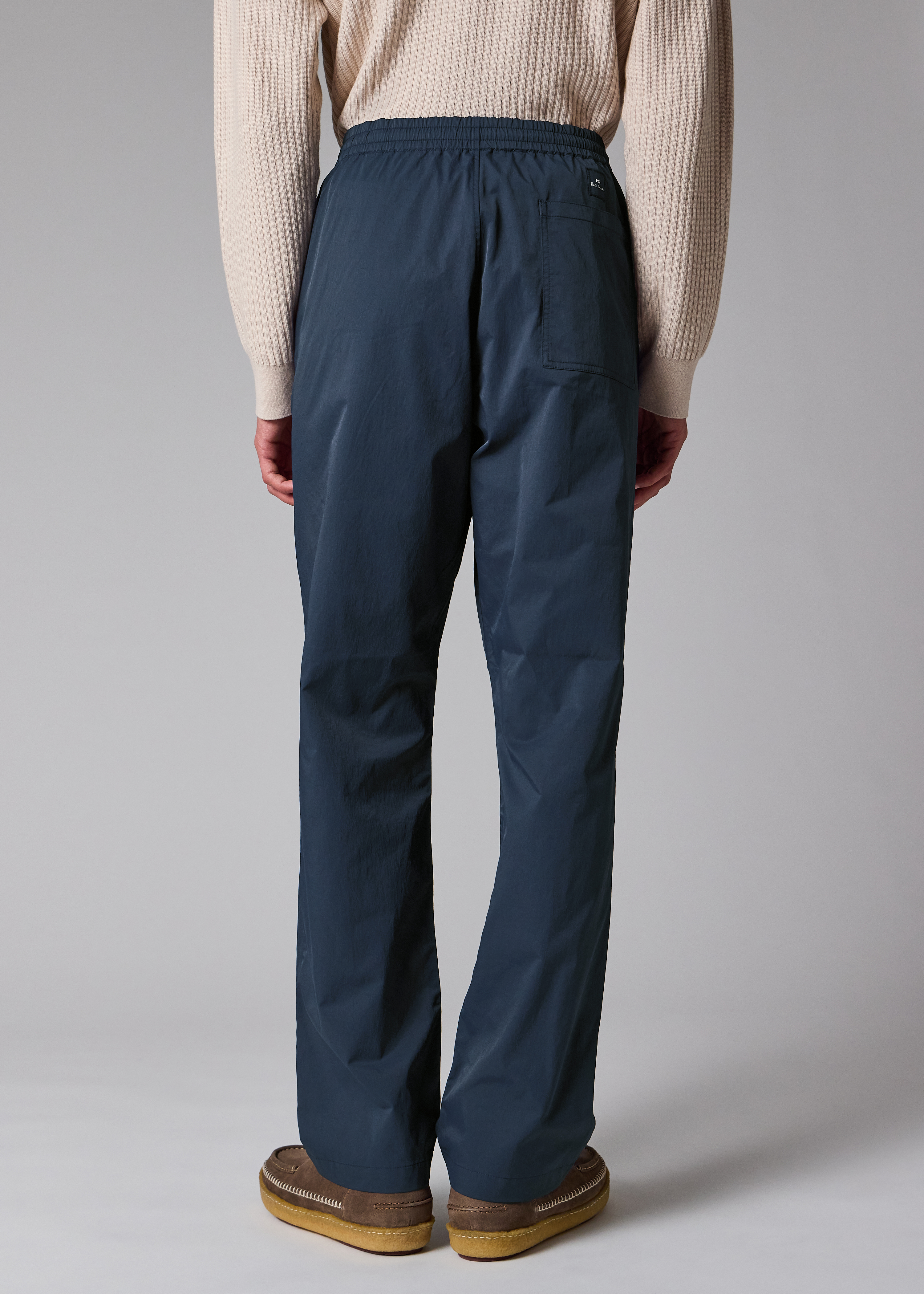 Navy Technical Cotton-Blend Drawstring Waist Trousers