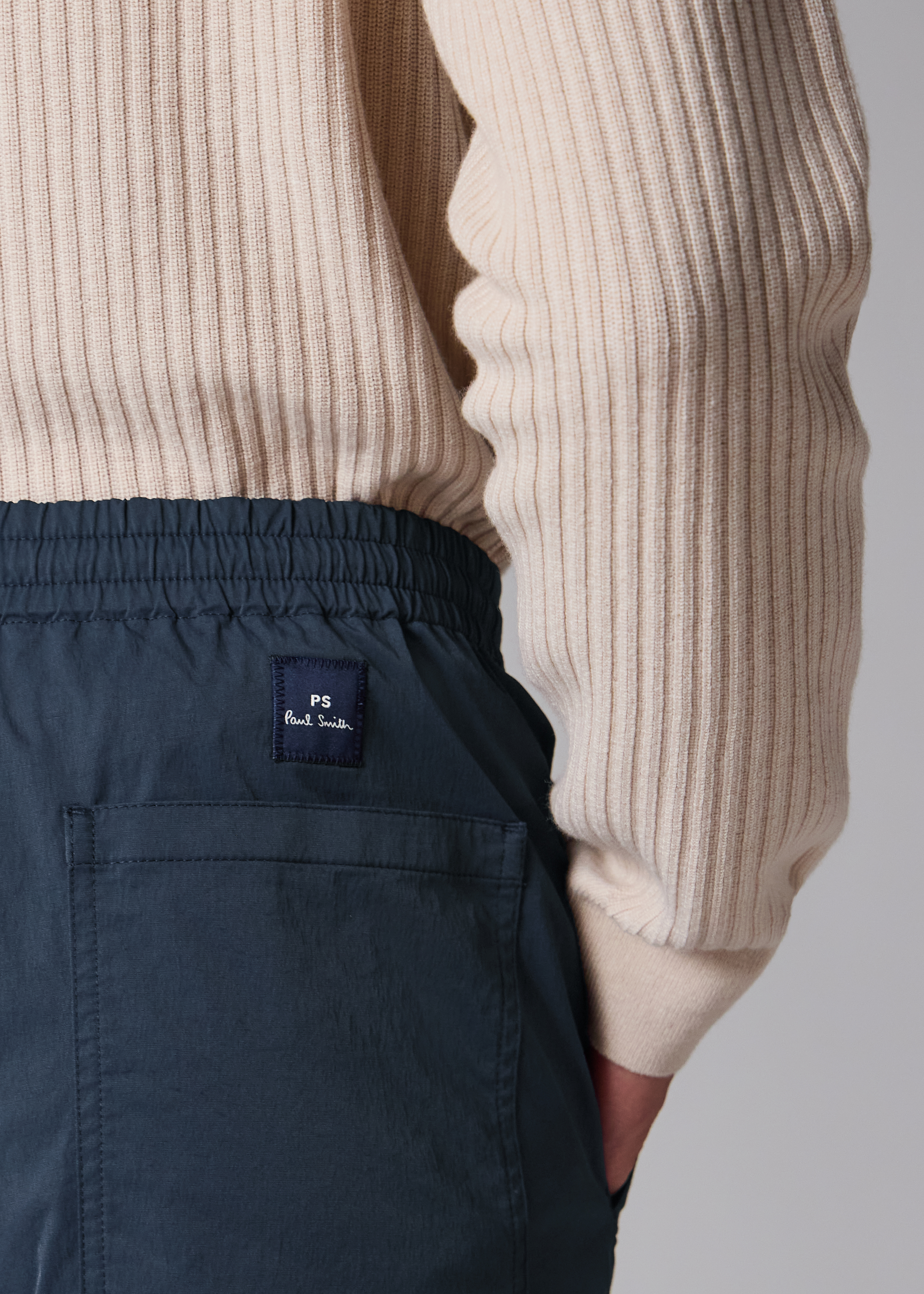 Navy Technical Cotton-Blend Drawstring Waist Trousers