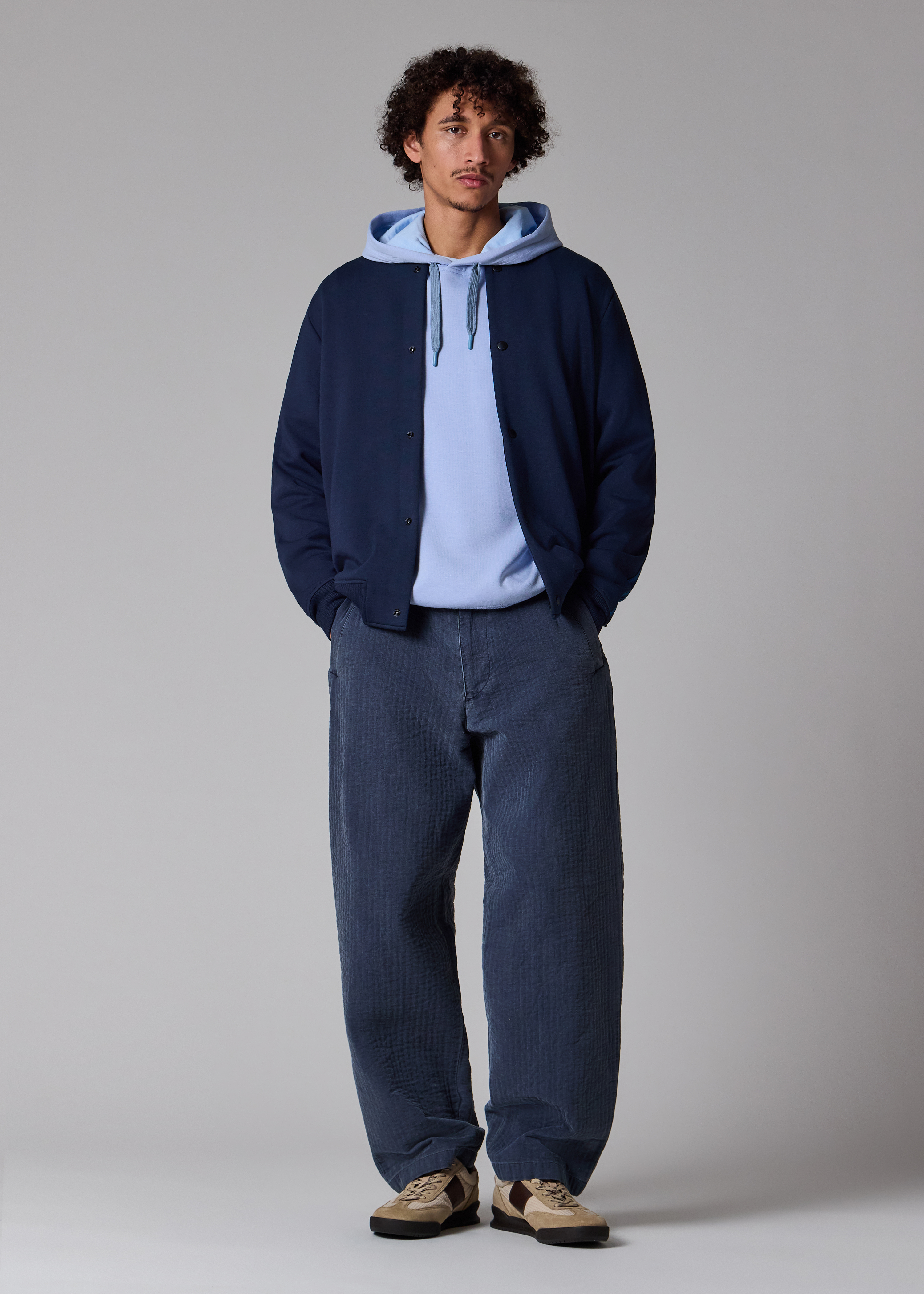 Navy Jersey Bomber Jacket
