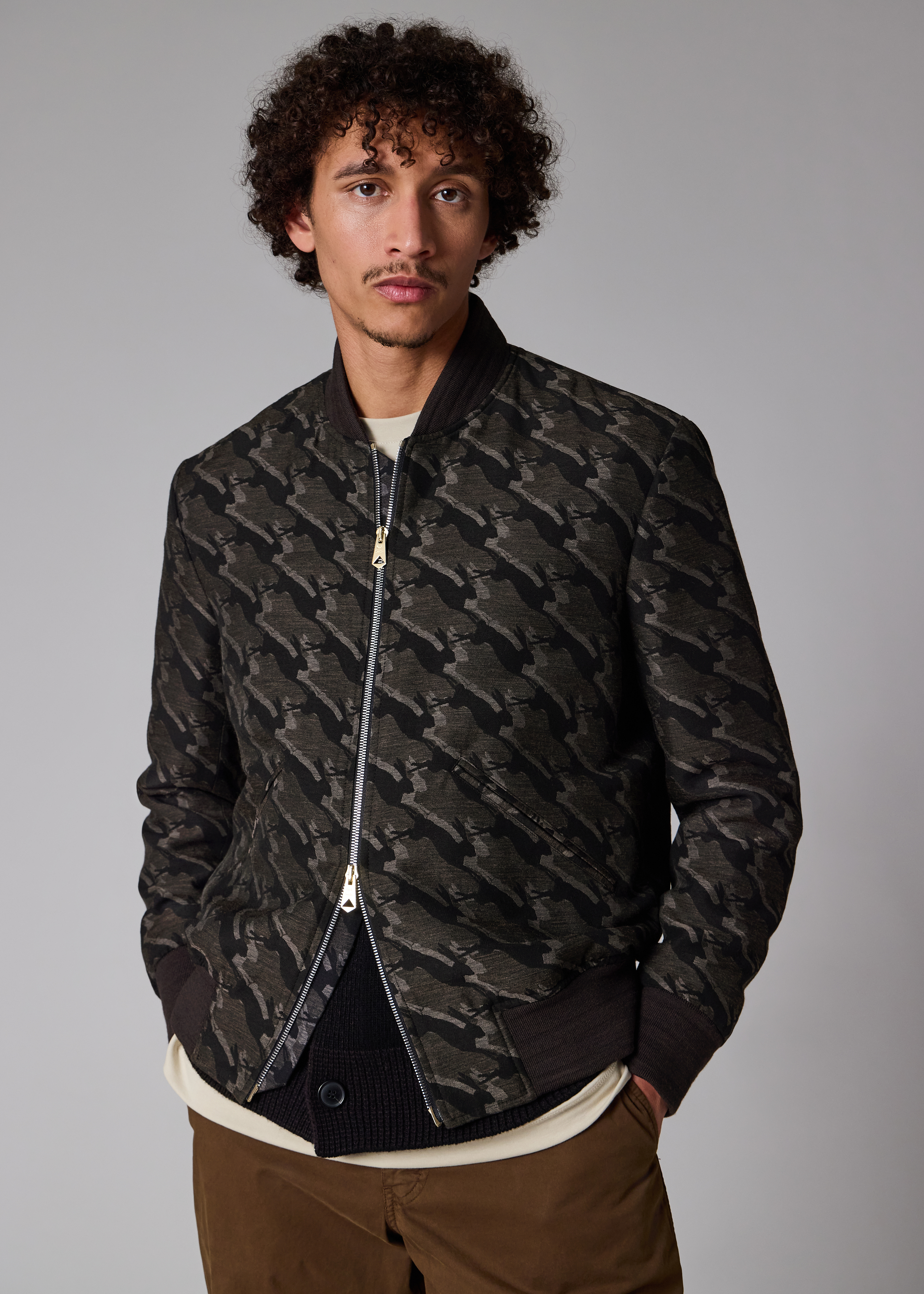 'Rabbit' Jacquard Bomber Jacket