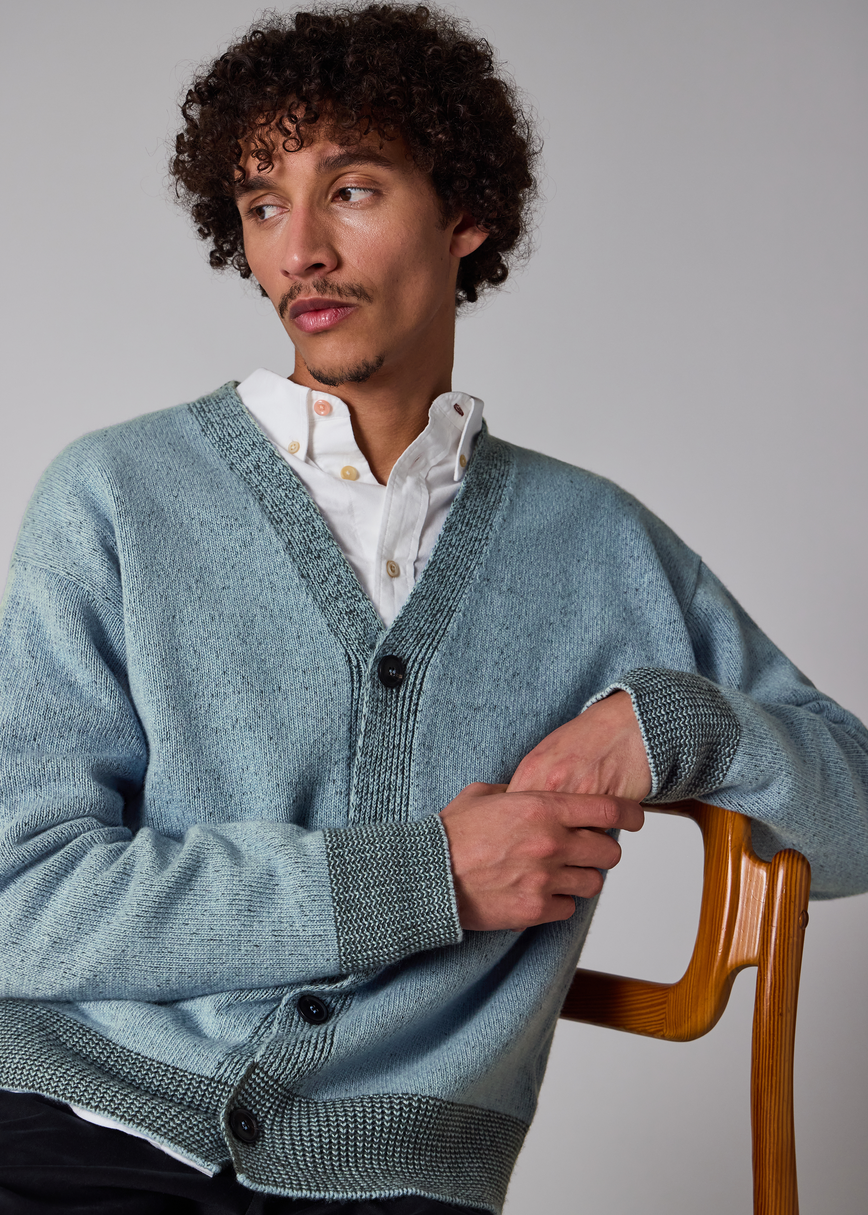 Light Blue Lambswool Cardigan