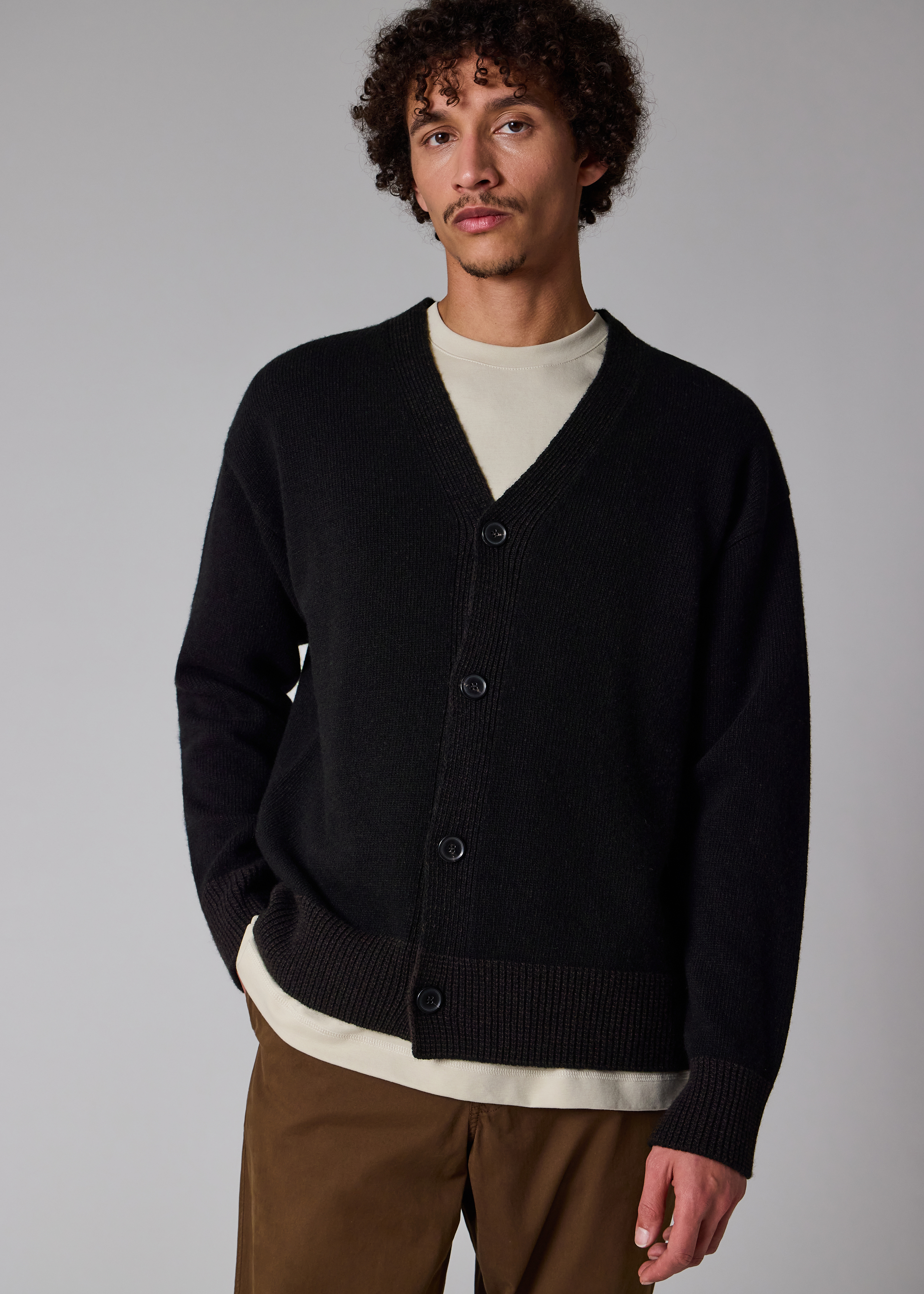 Black Lambswool Cardigan