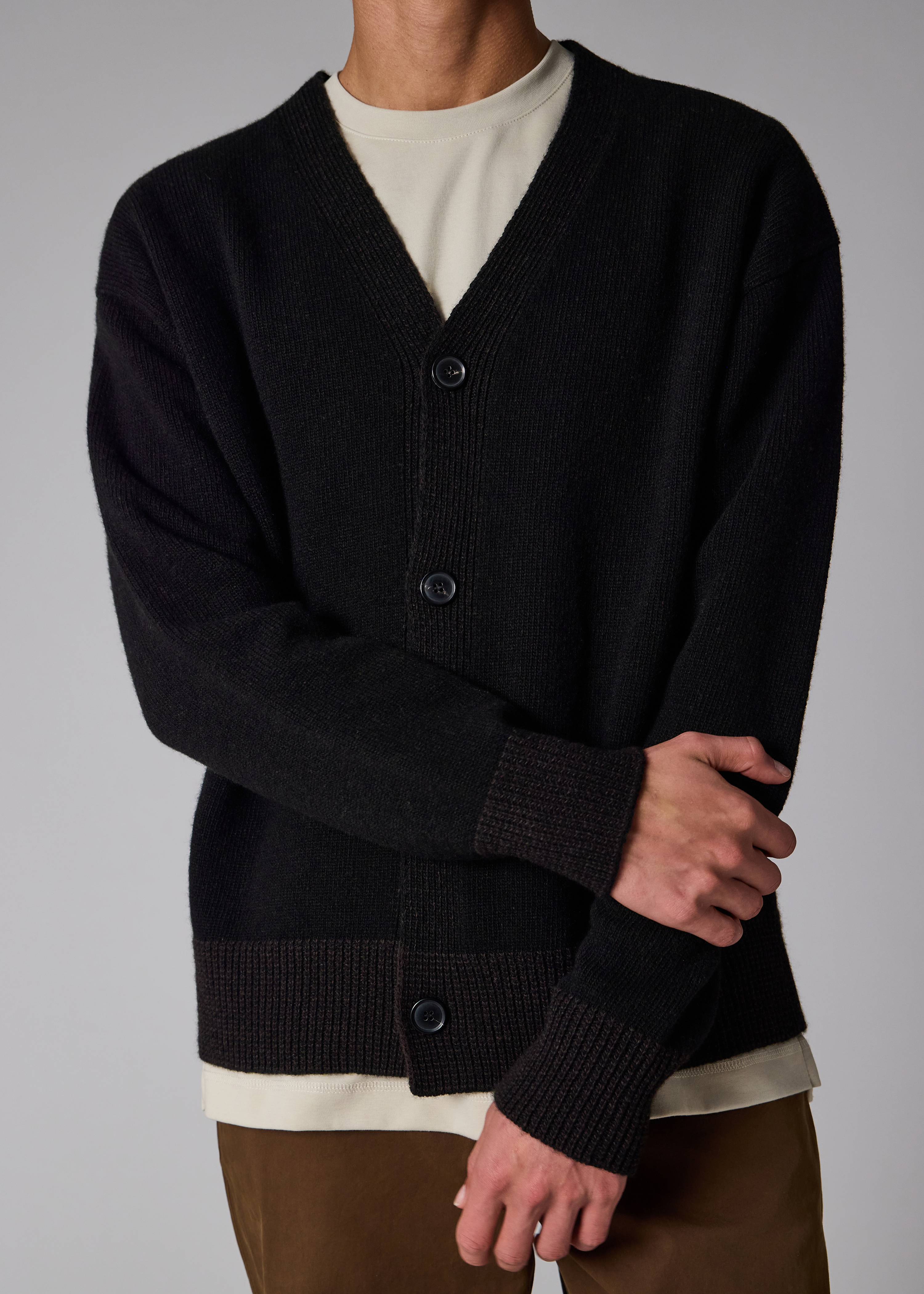 Black Lambswool Cardigan