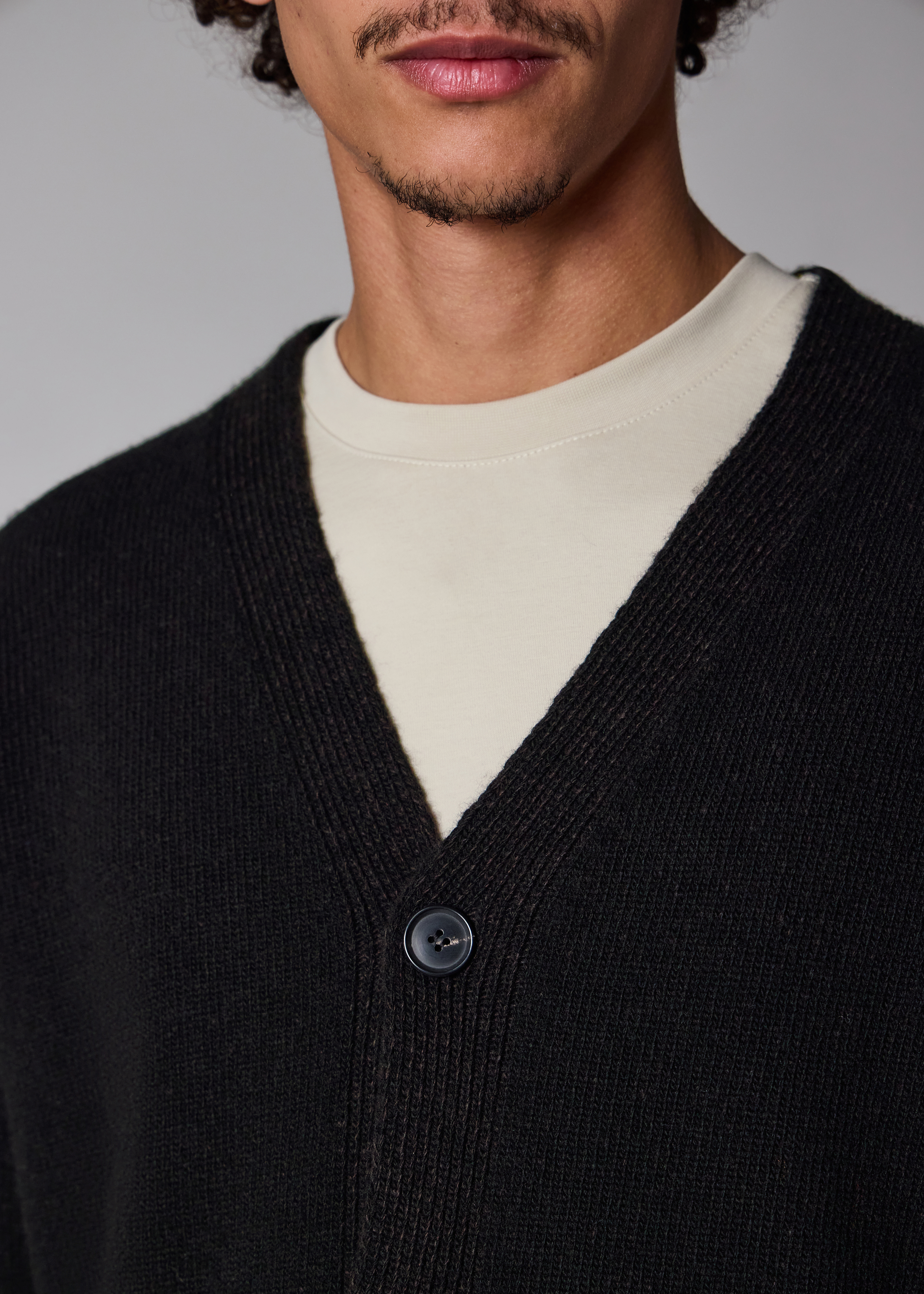 Black Lambswool Cardigan
