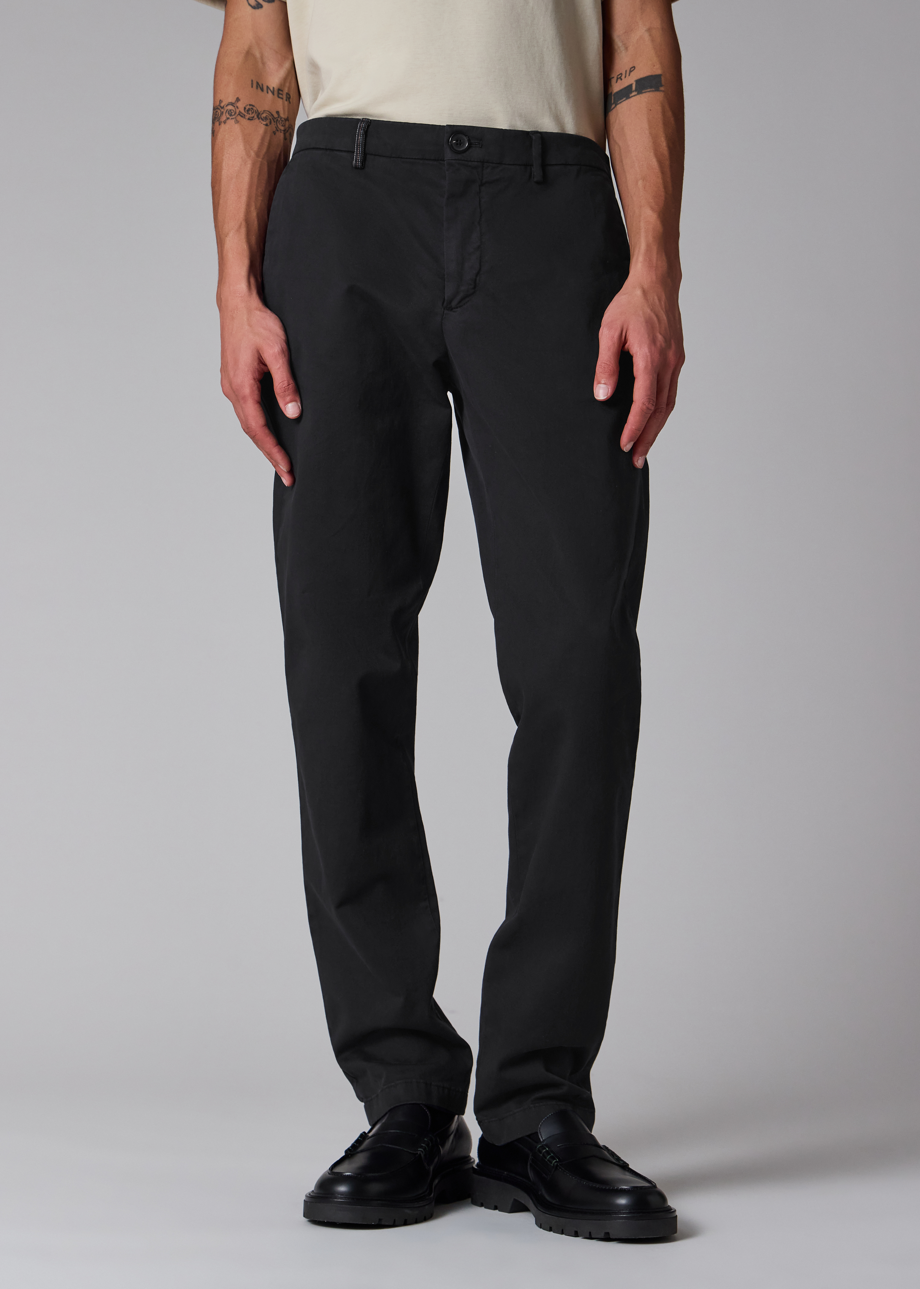Washed Black Stretch Cotton-Twill Chinos
