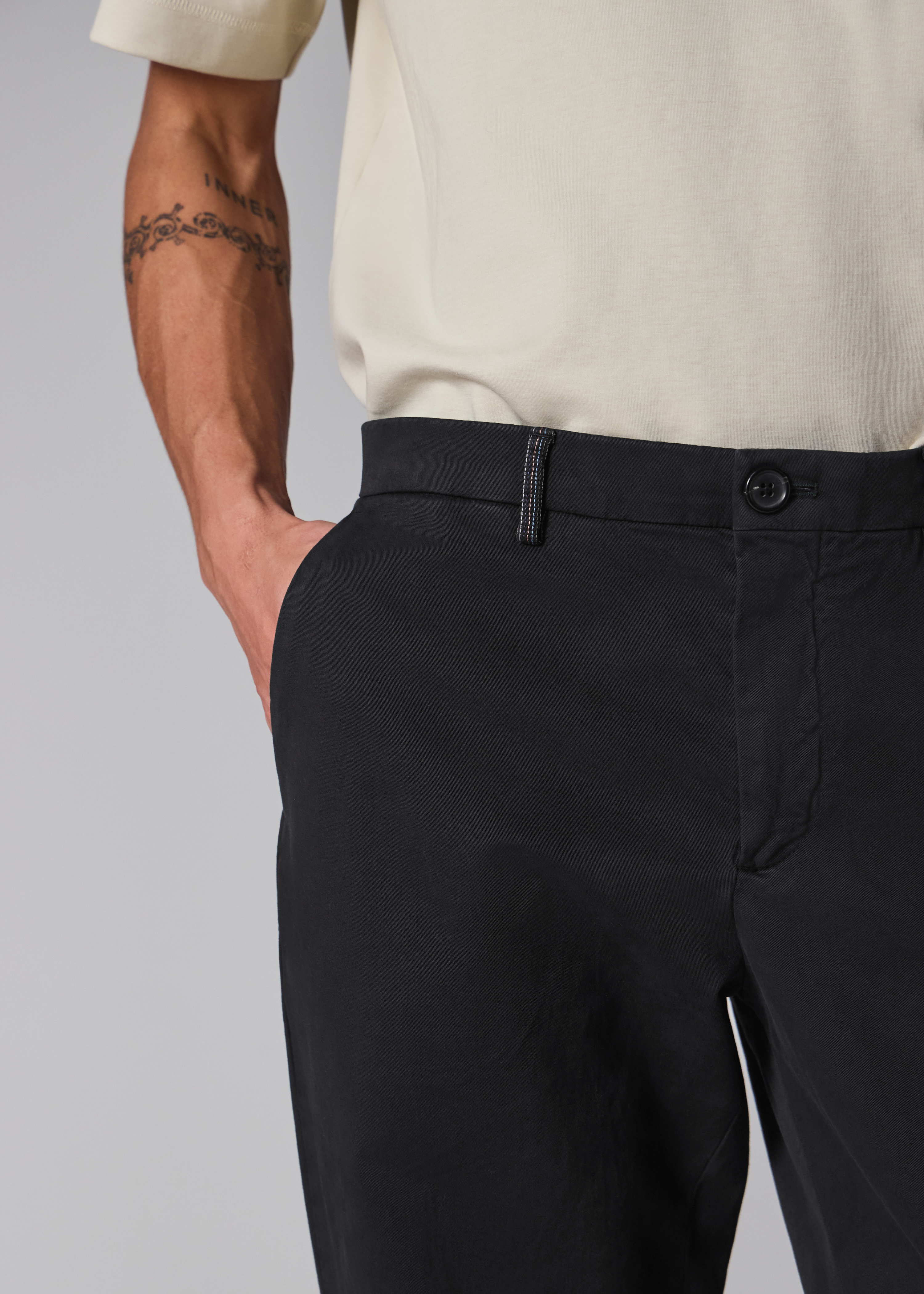 Washed Black Stretch Cotton-Twill Chinos