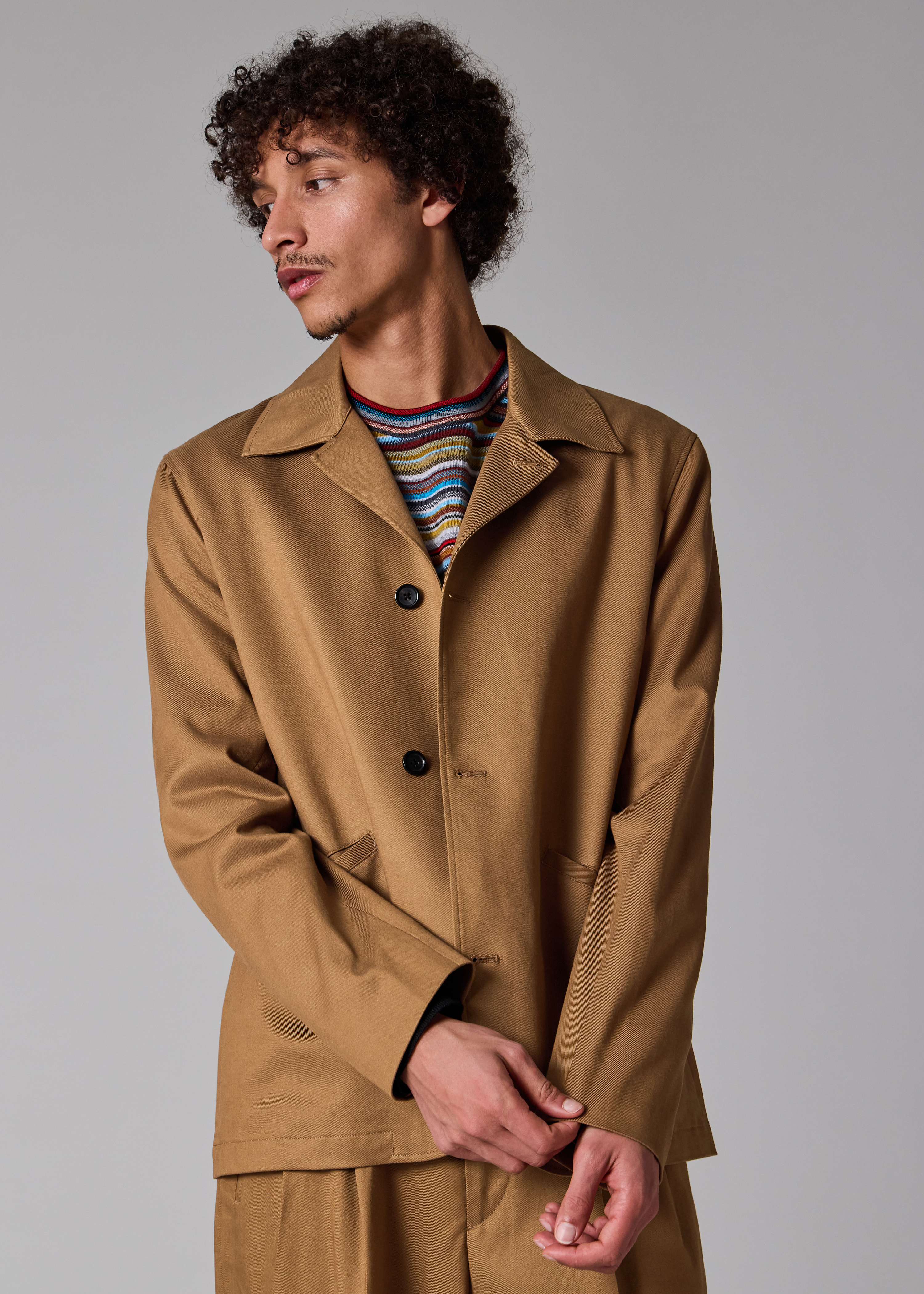 Tan Lyocell-Cotton Twill Work Jacket