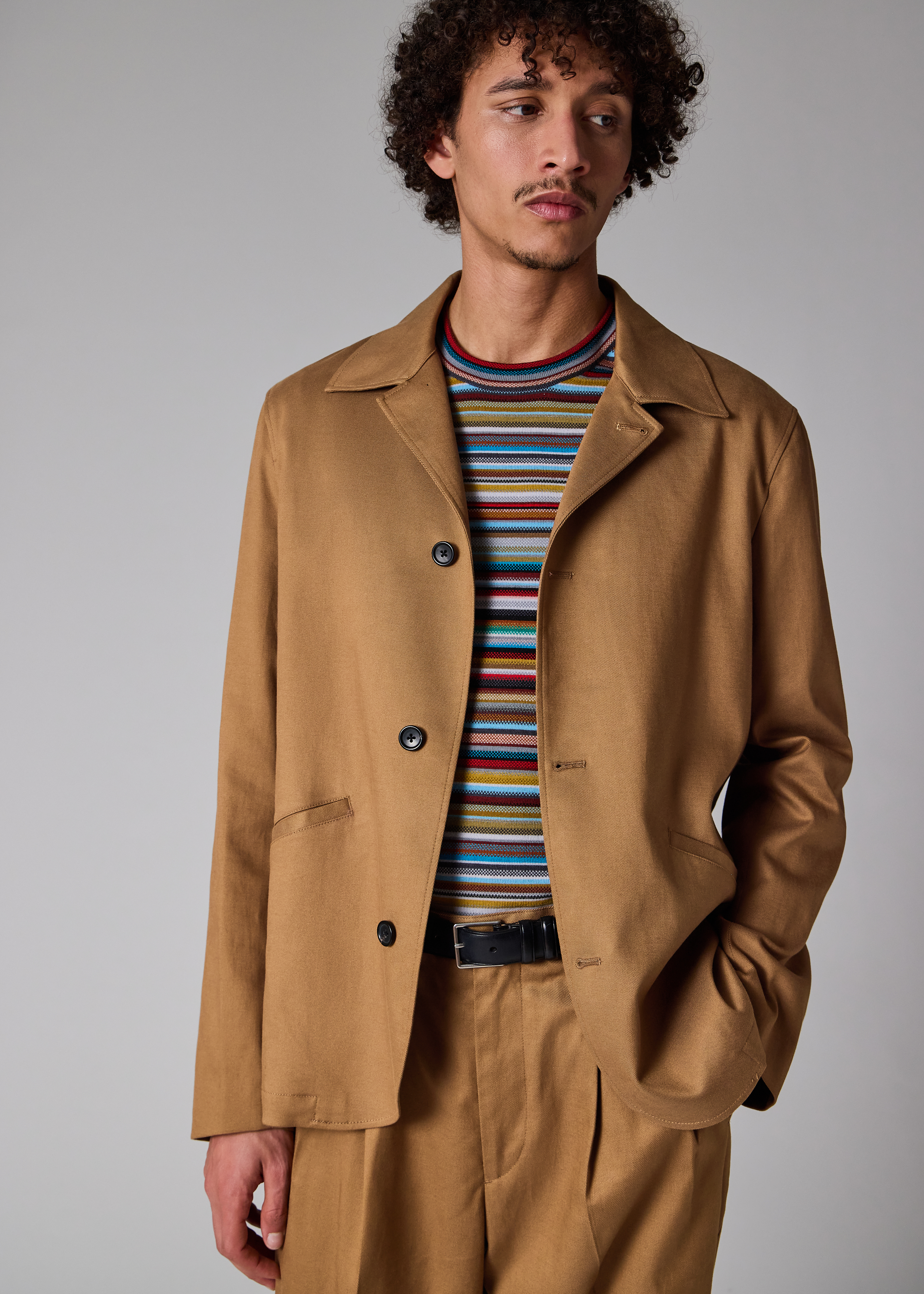 Tan Lyocell-Cotton Twill Work Jacket