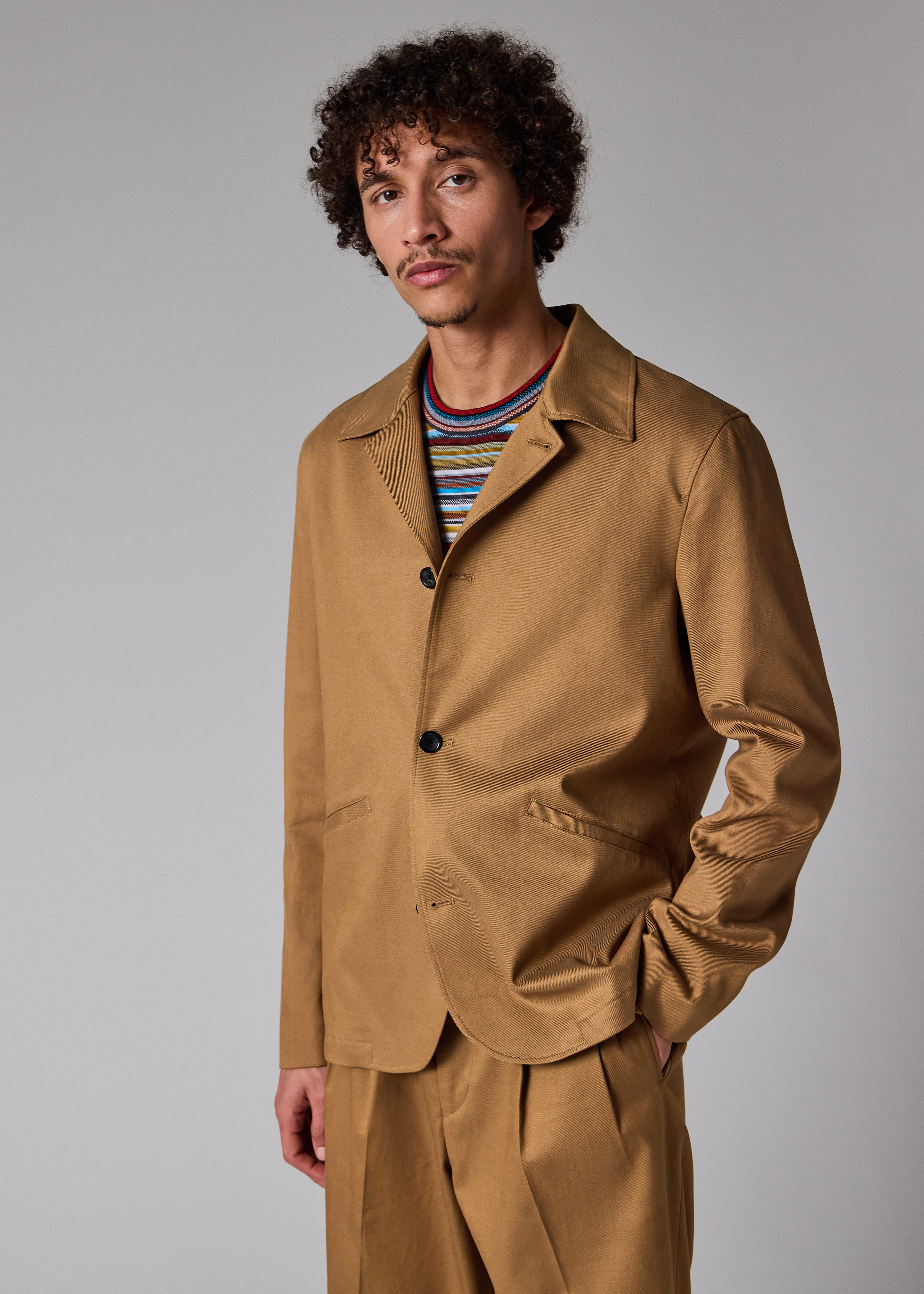 Tan Lyocell-Cotton Twill Work Jacket