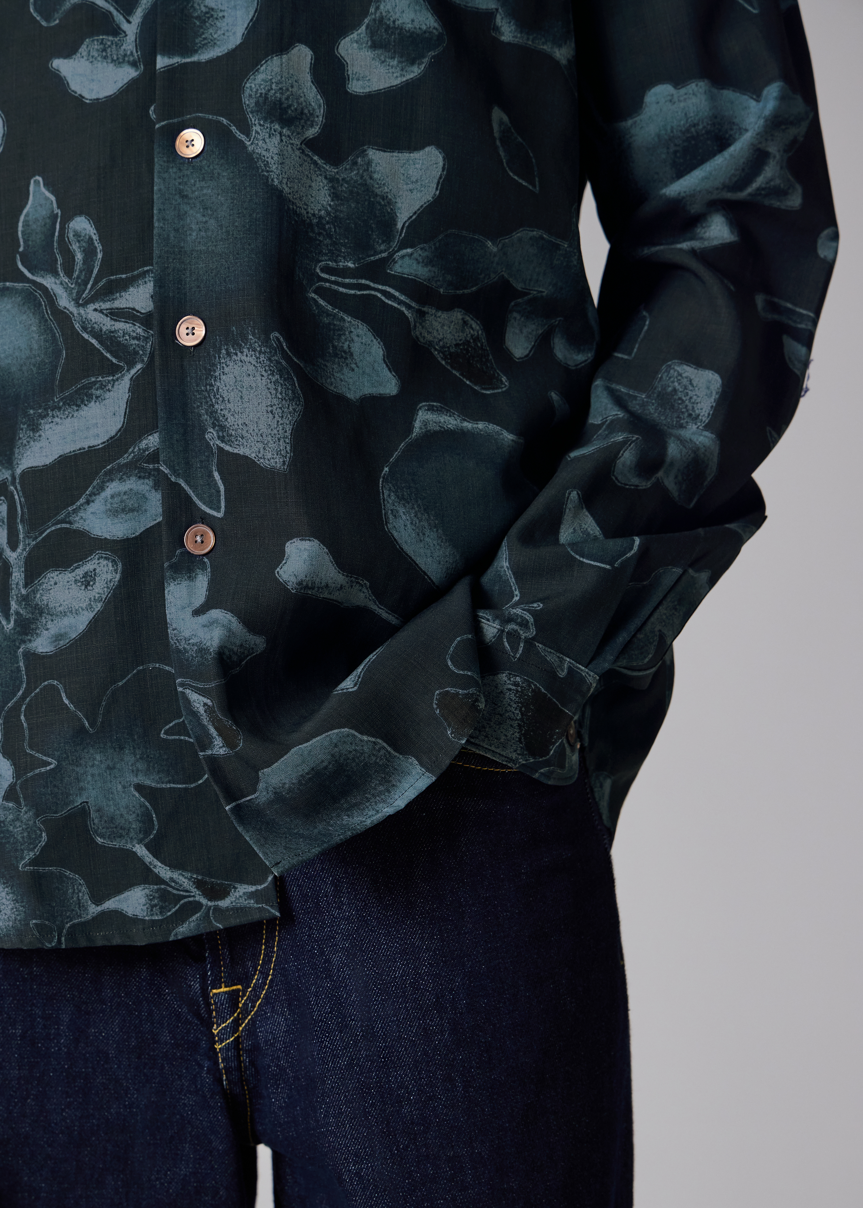 Navy 'Good Fortune Floral' Print Shirt