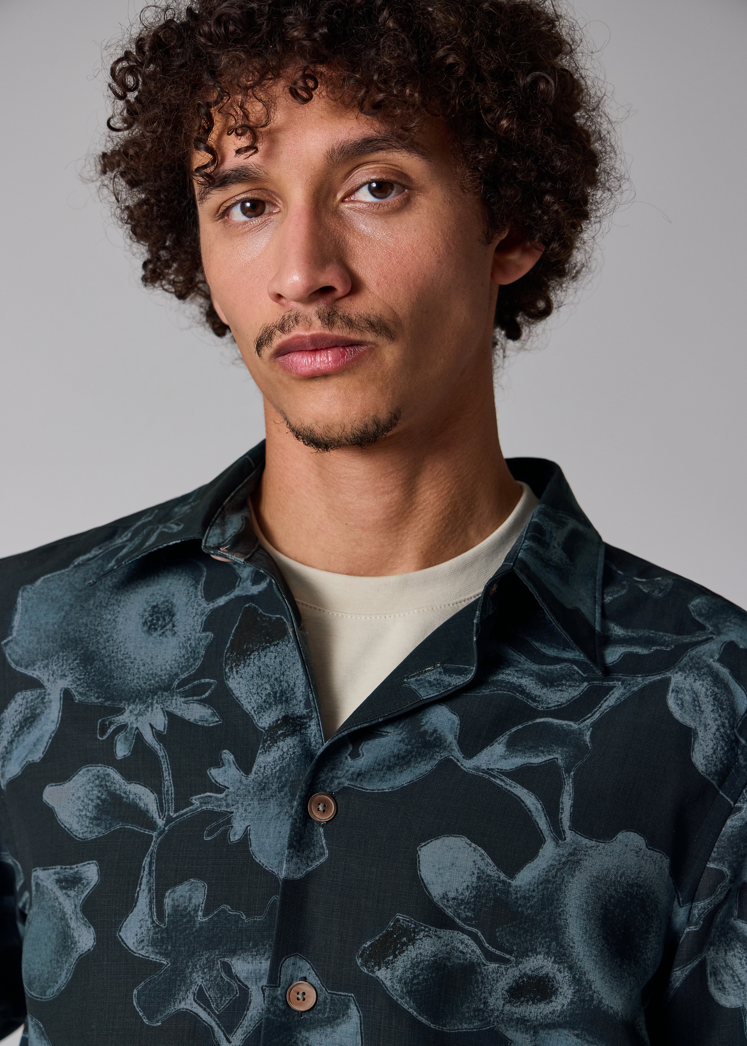 Navy 'Good Fortune Floral' Print Shirt