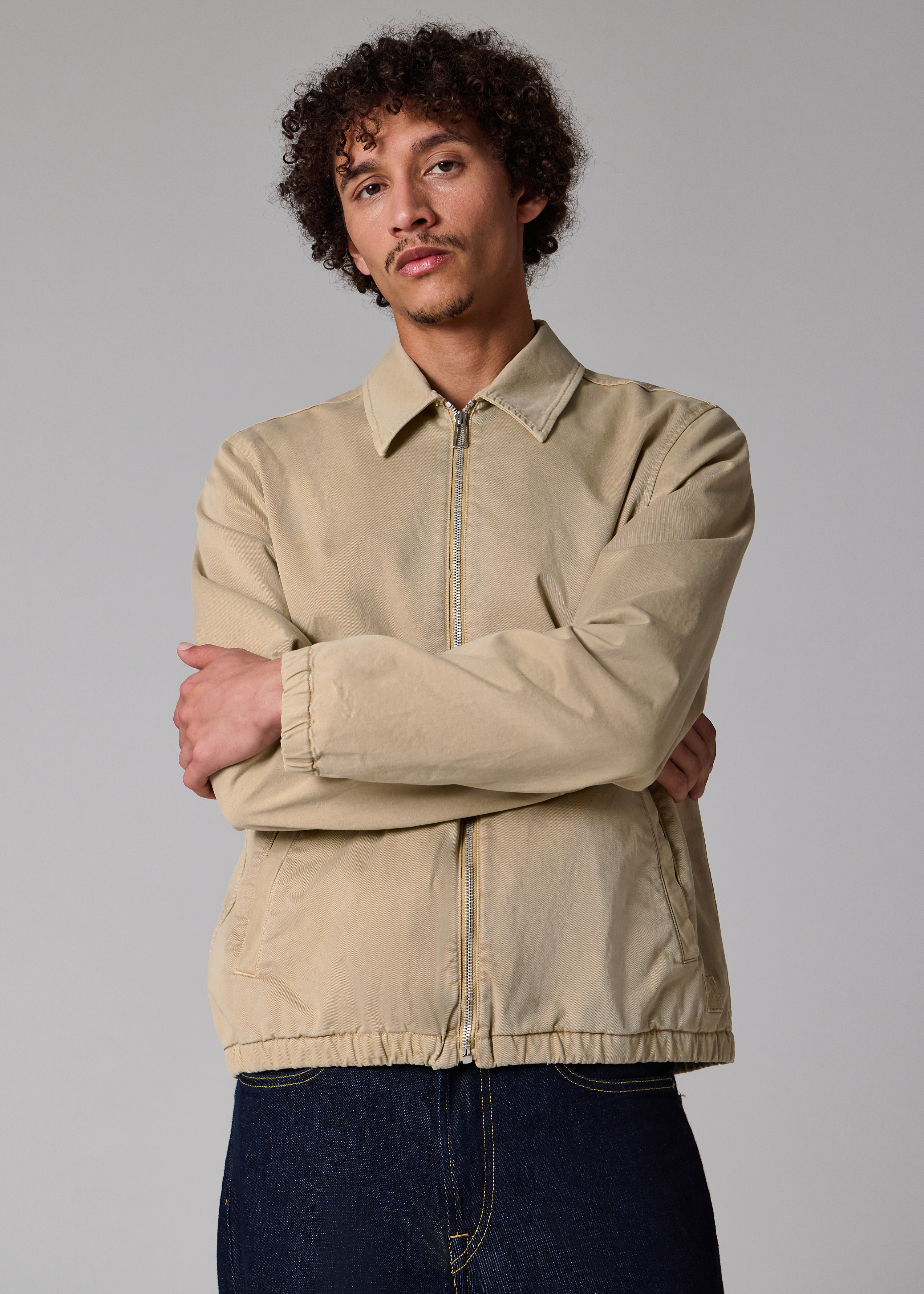 Washed Tan Cotton-Twill Coach Jacket