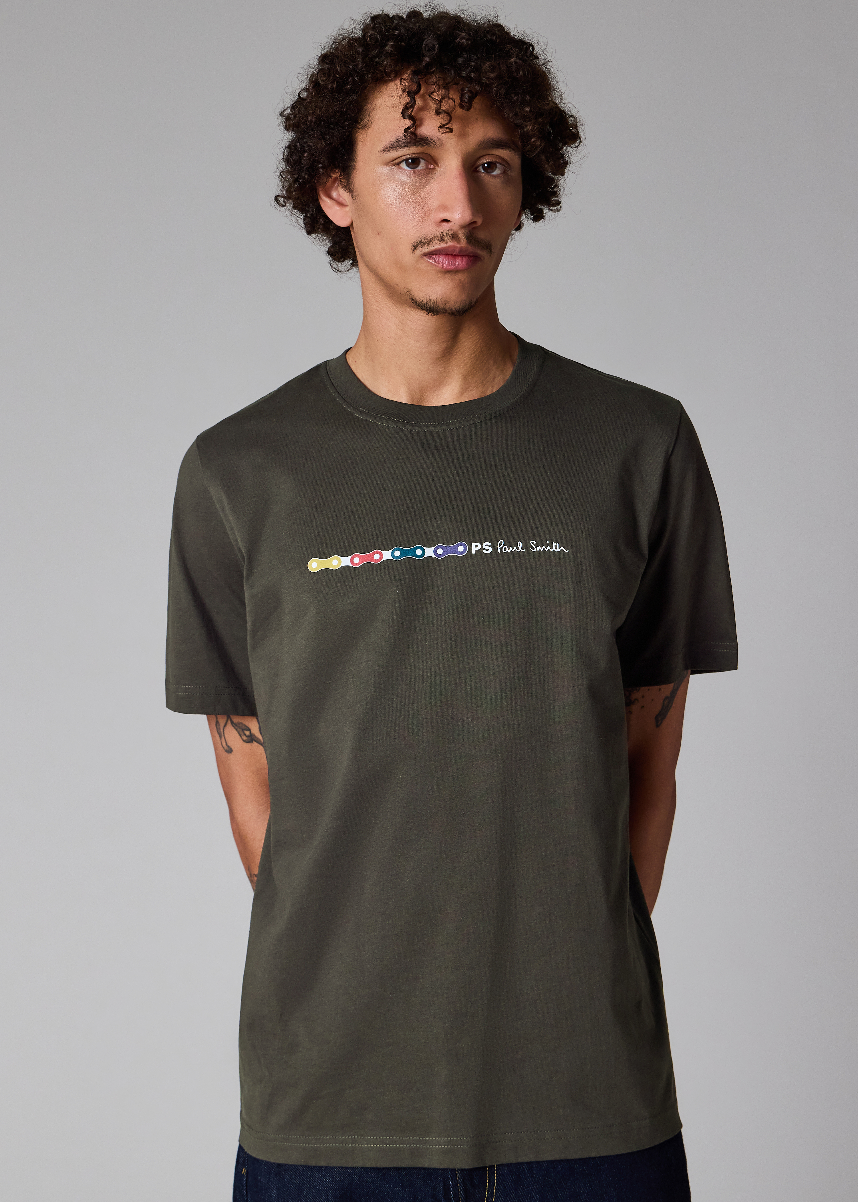 Dark Grey 'Bike Chain' Print T-Shirt